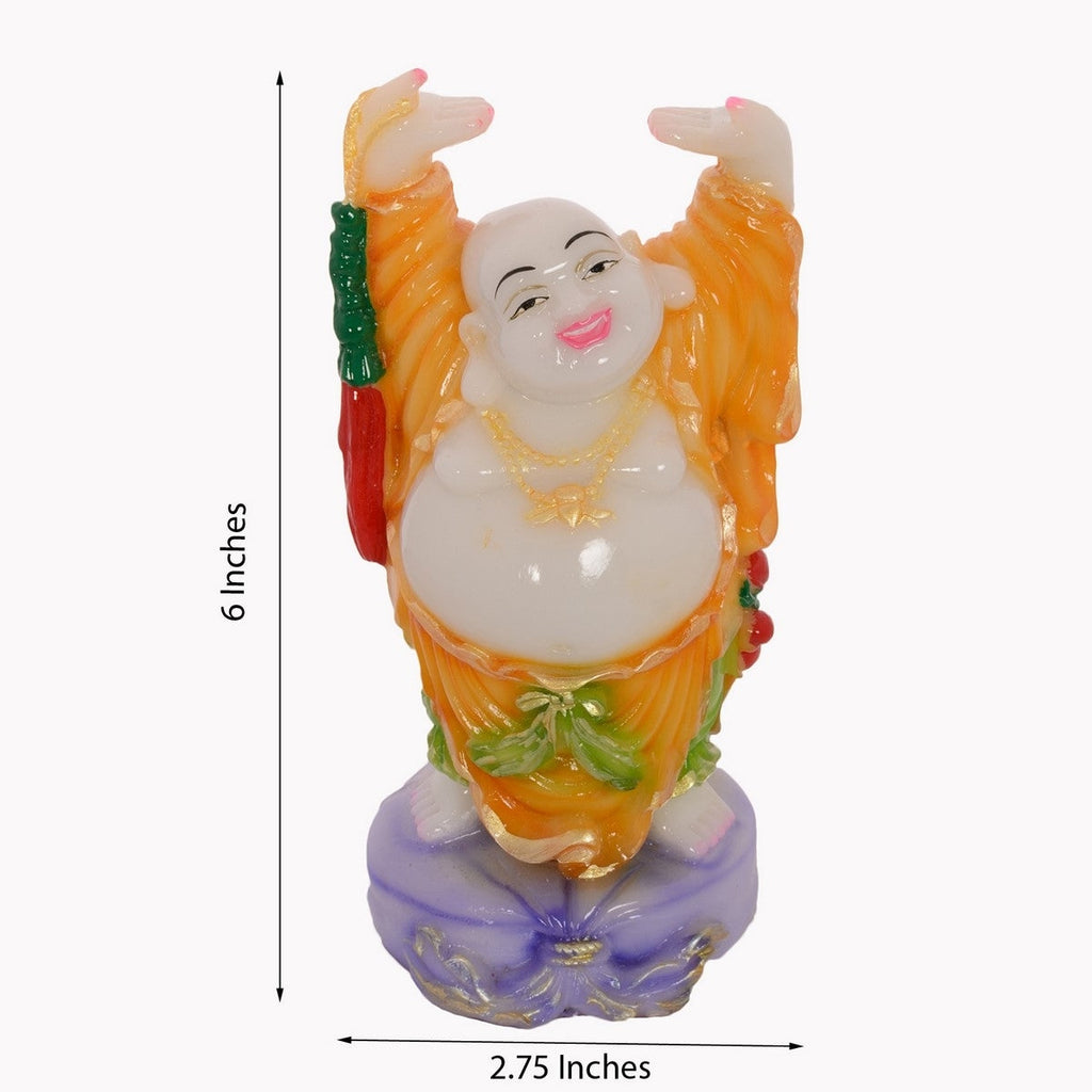 Feng Shui standing Laughing Buddha with Hands Up Statue Kafalo