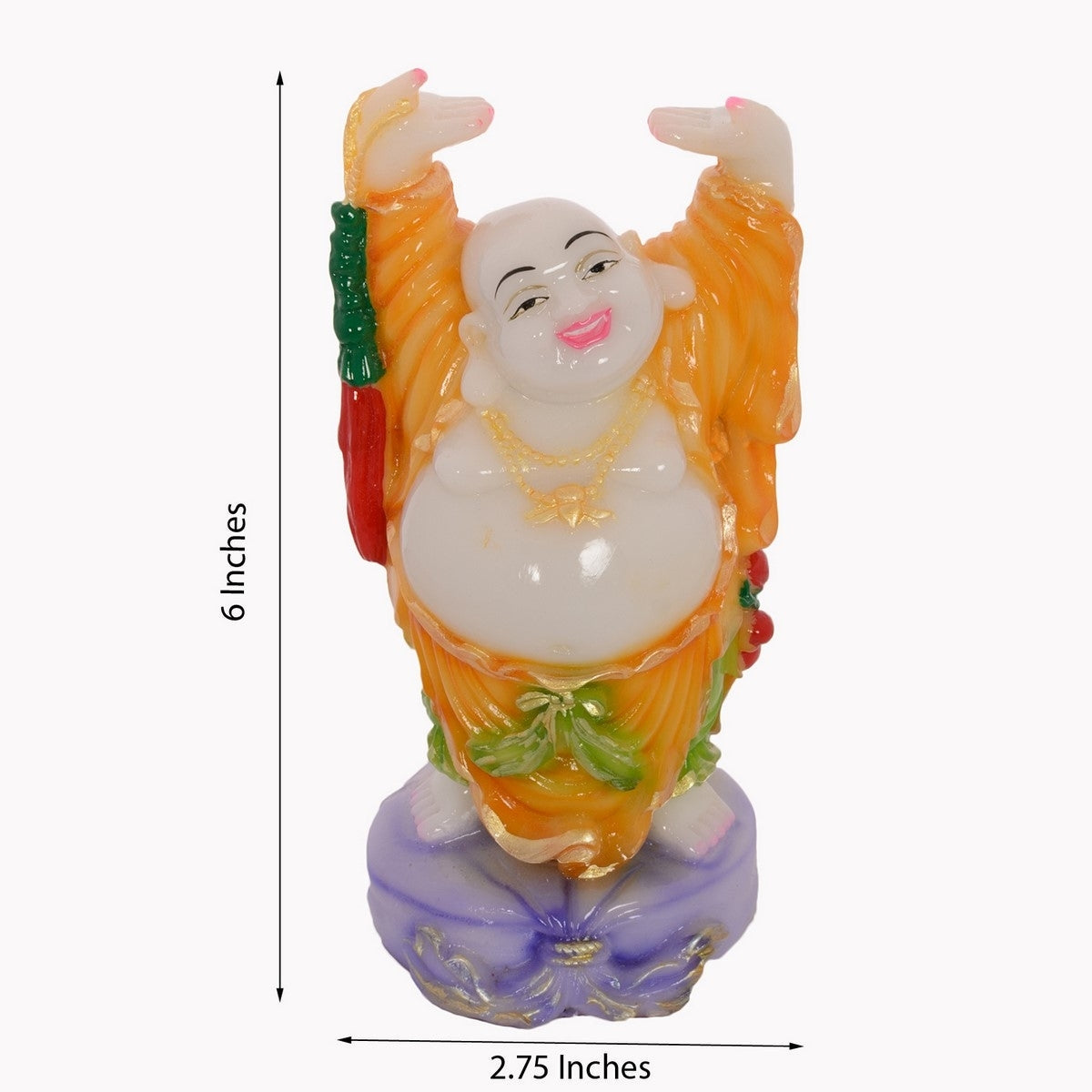 Feng Shui standing Laughing Buddha with Hands Up Statue Kafalo