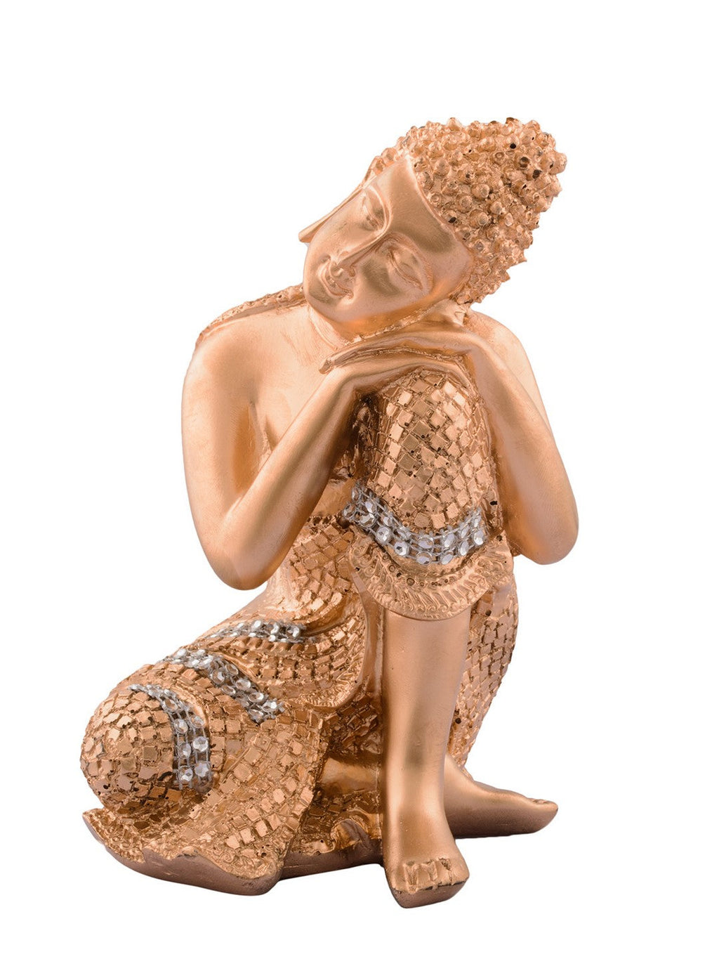 Polyresin Golden Resting Buddha on Knee Statue Kafalo