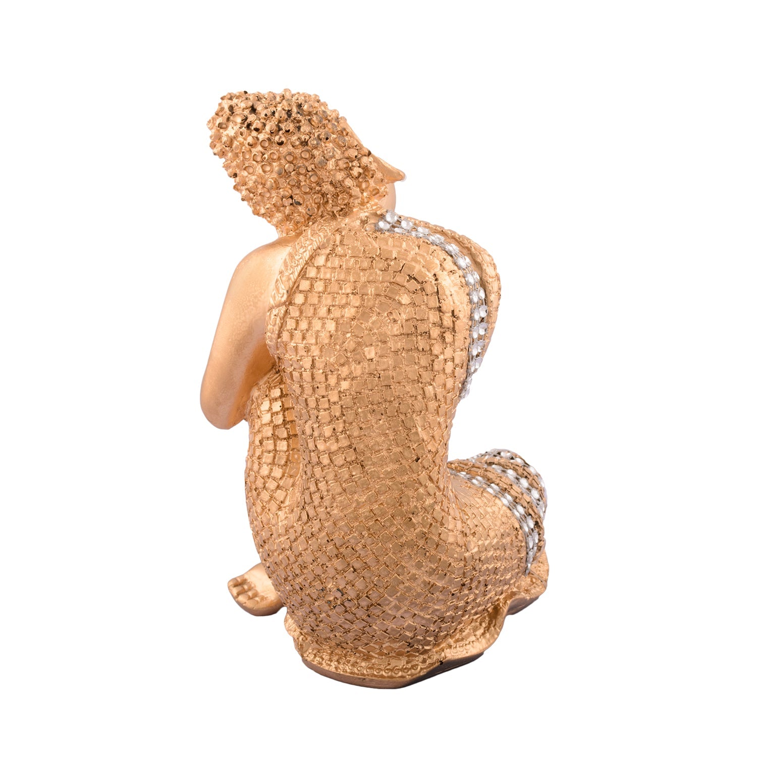 Polyresin Golden Resting Buddha on Knee Statue Kafalo