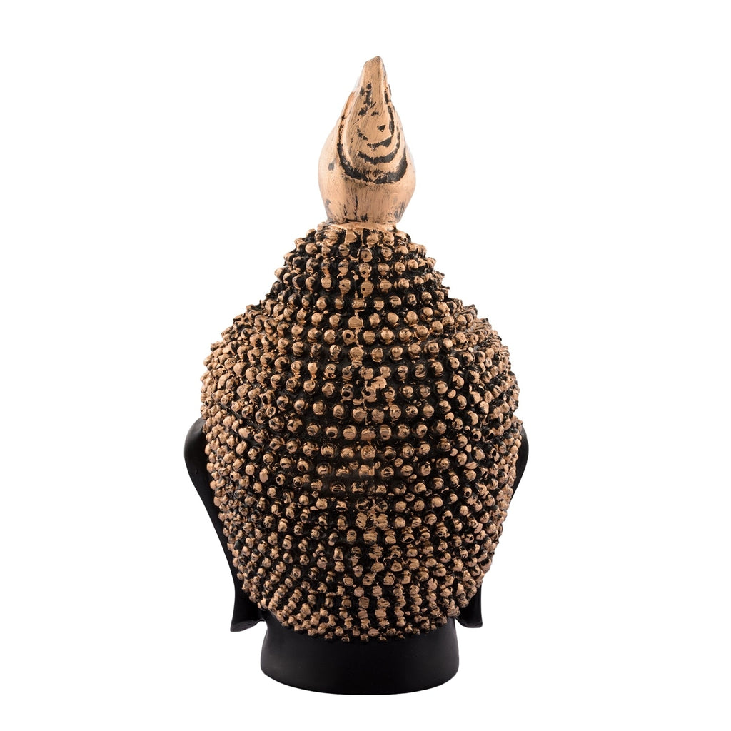 Polyresin Gold and Black Meditating Buddha Head Statue Kafalo