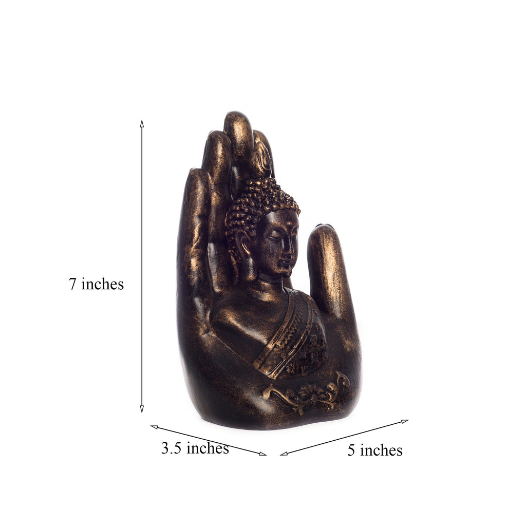 Polyresin Palm Buddha Statue Religious Idol Kafalo