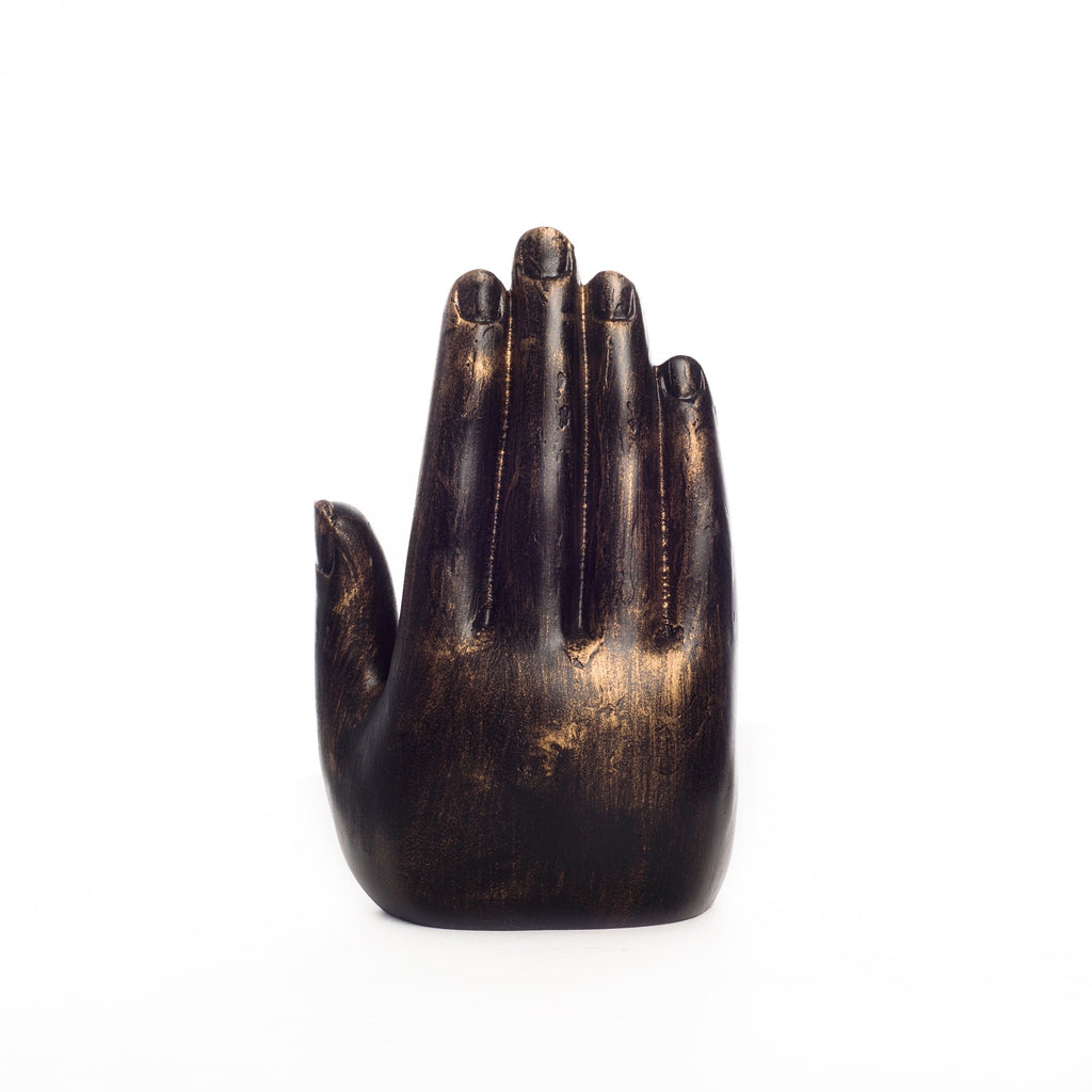 Polyresin Palm Buddha Statue Religious Idol Kafalo