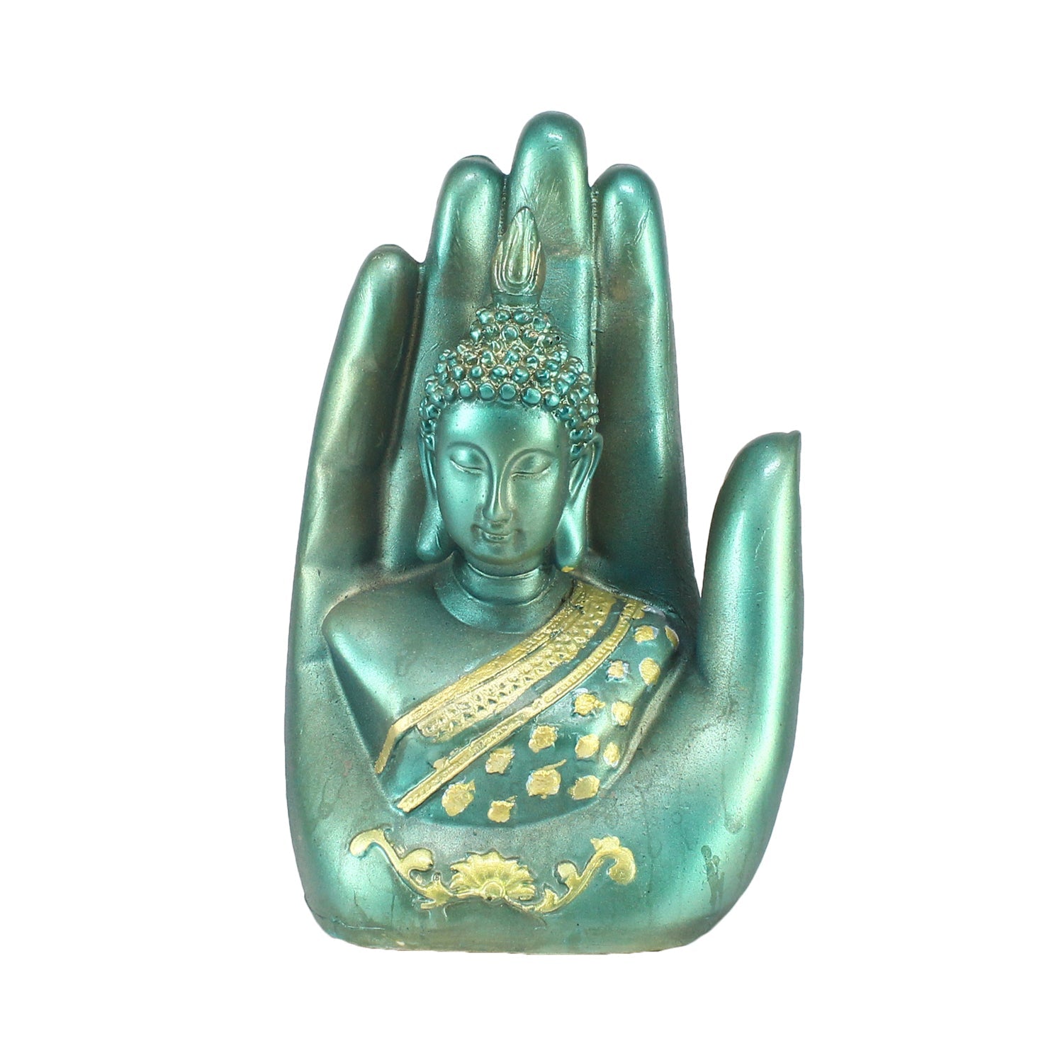 Teak and Golden Handcrafted Palm Buddha Kafalo
