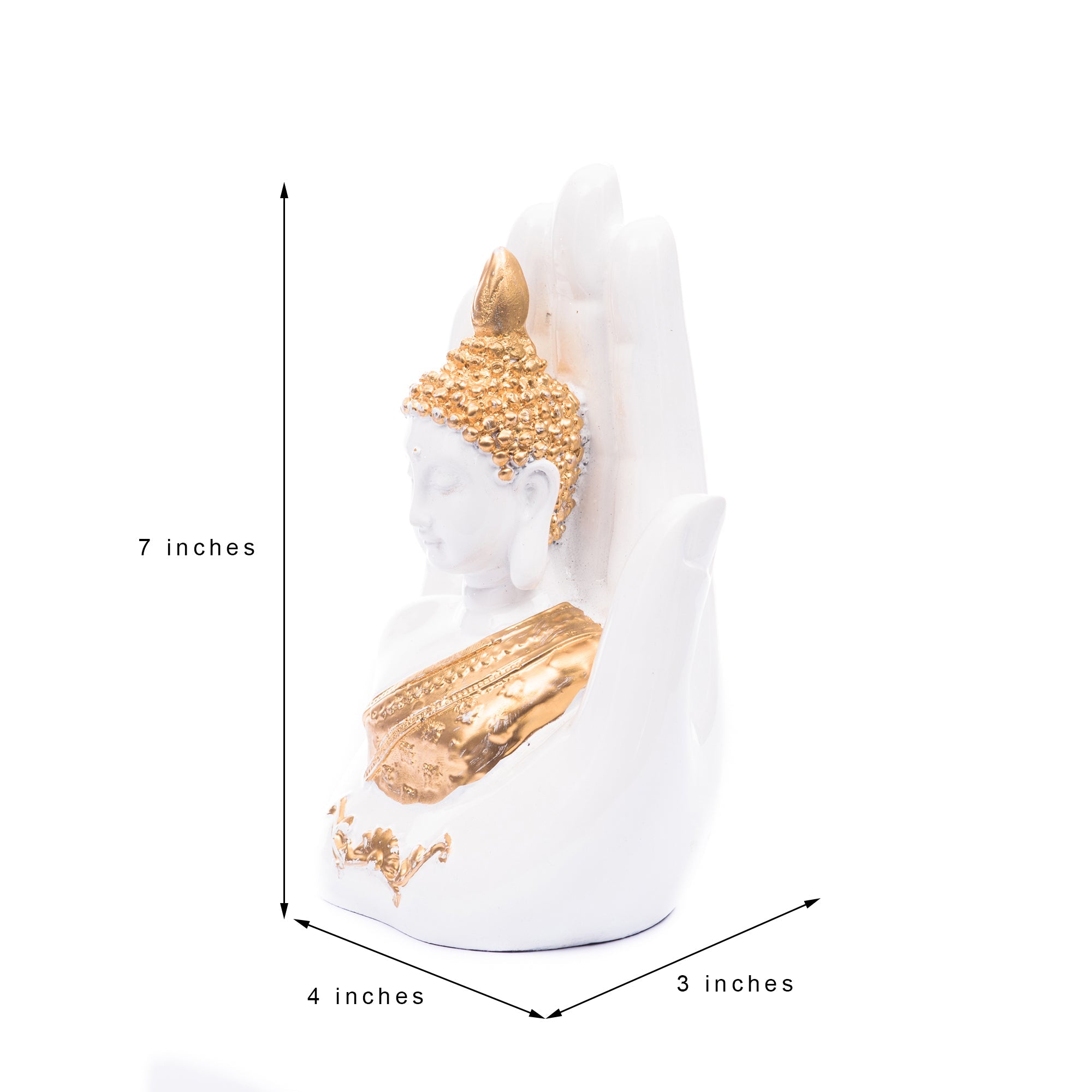 Decorative Palm Buddha Figurine Showpiece - 17 cmÂ (Polyresin, White) Kafalo