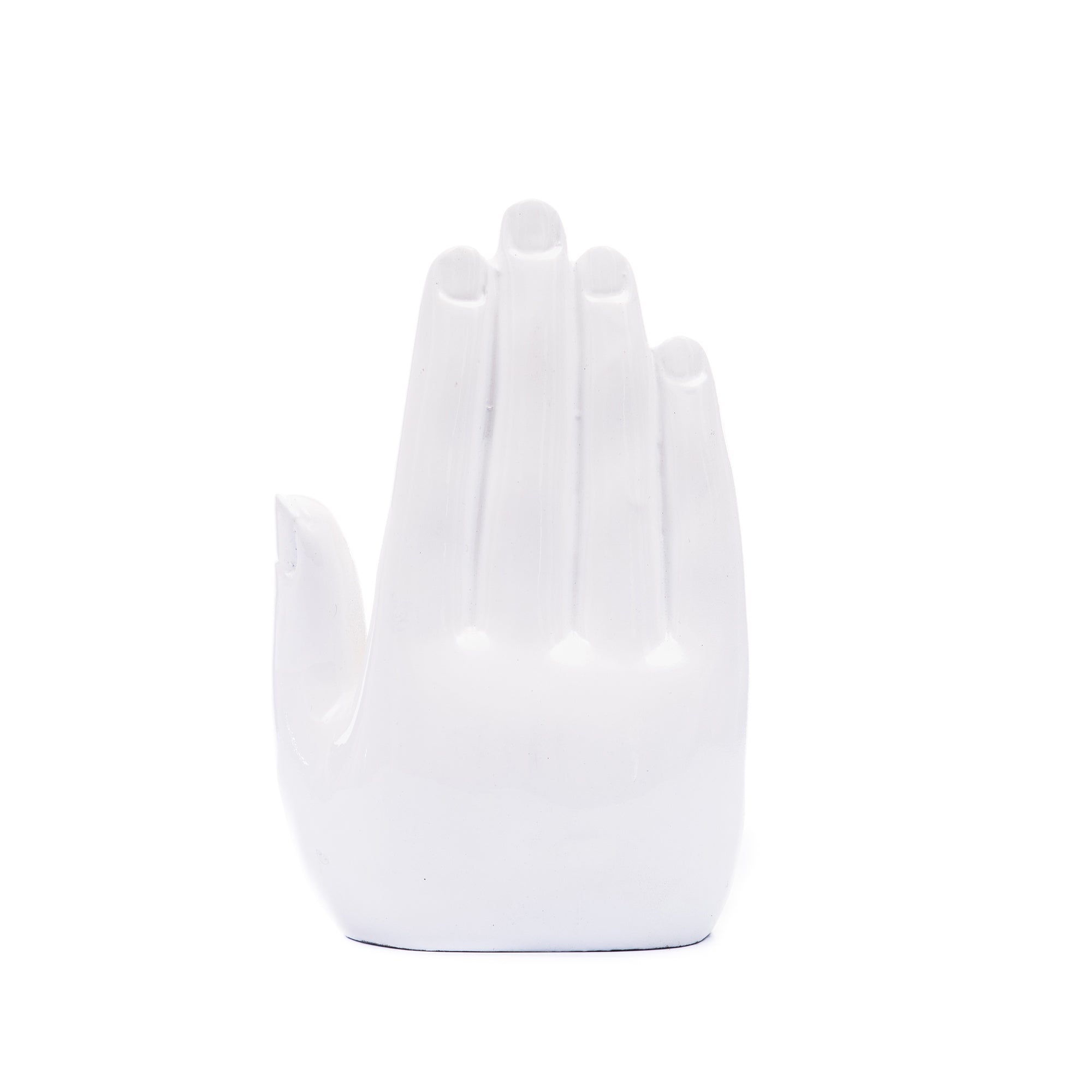 Decorative Palm Buddha Figurine Showpiece - 17 cmÂ (Polyresin, White) Kafalo
