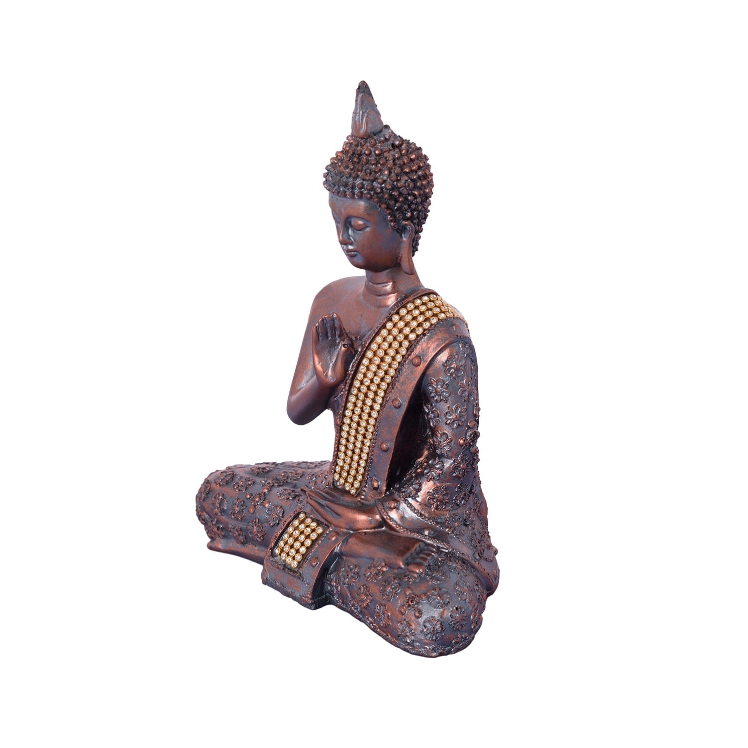 Polyresin Brown Handcrafted Meditating Blessing Buddha Statue Kafalo