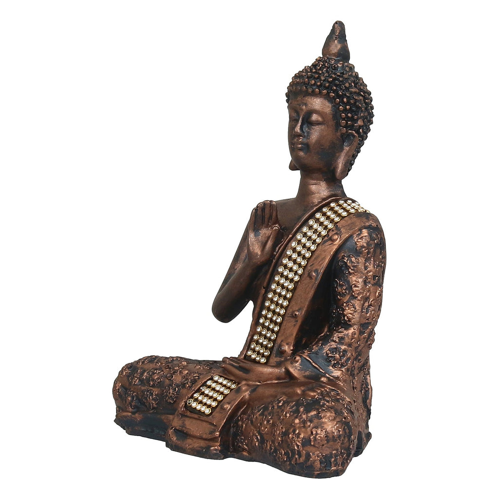 Polyresin Brown Handcrafted Meditating Blessing Buddha Statue Kafalo