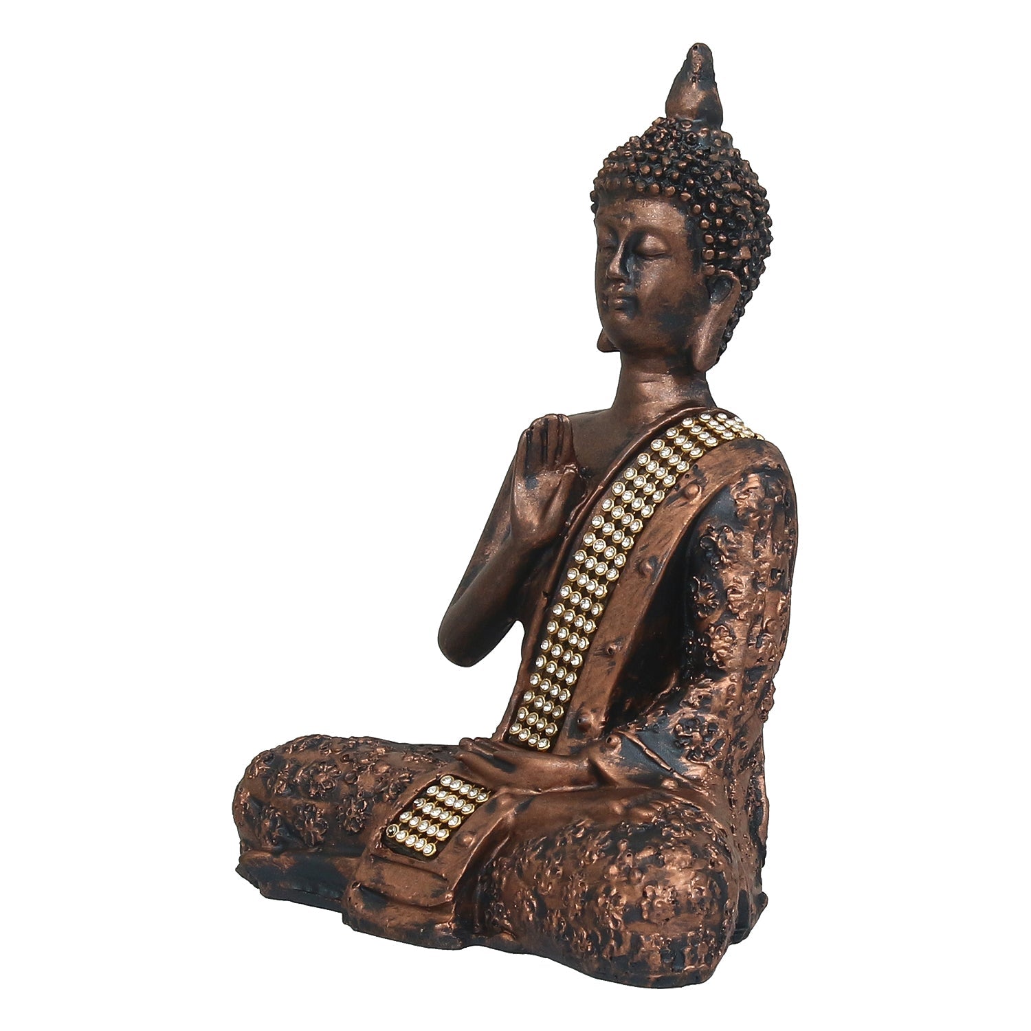 Polyresin Brown Handcrafted Meditating Blessing Buddha Statue Kafalo