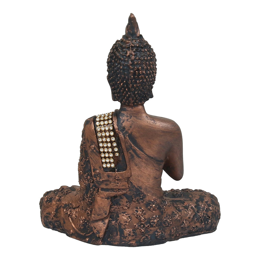 Polyresin Brown Handcrafted Meditating Blessing Buddha Statue Kafalo