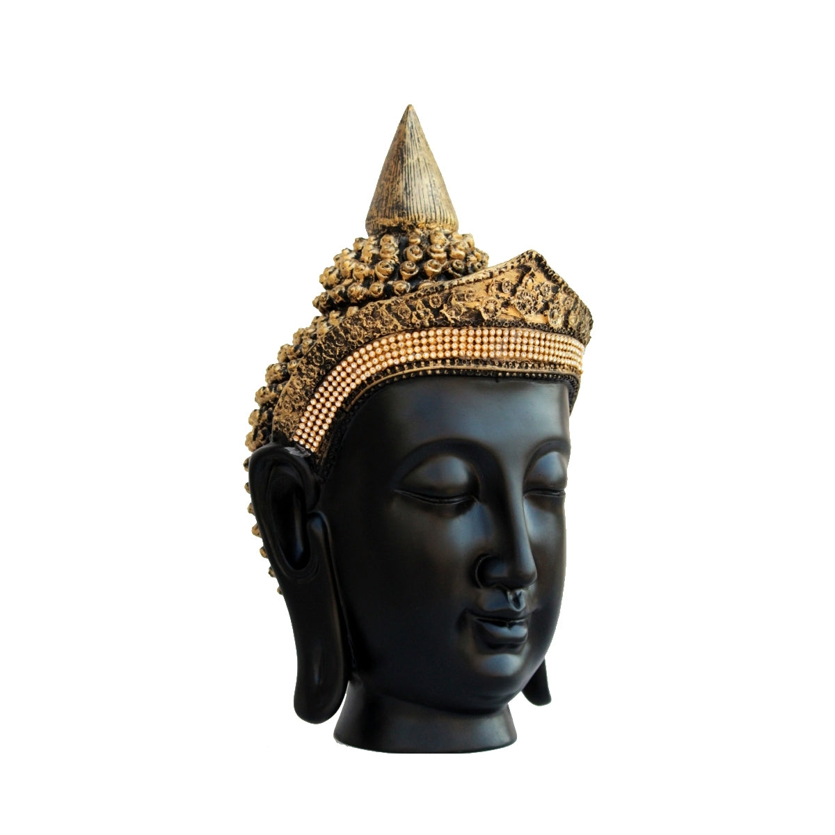 Handcrafted Golden Crown Buddha Head Statue Kafalo