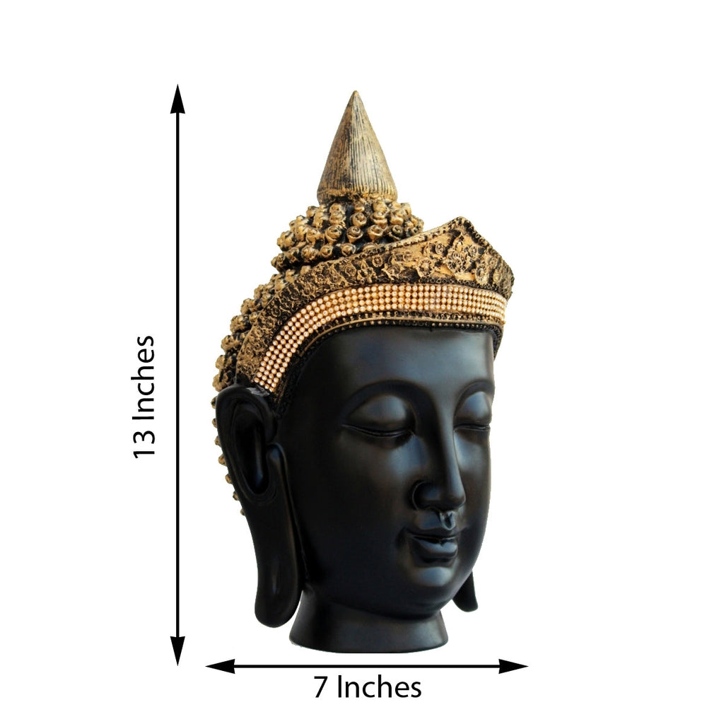 Handcrafted Golden Crown Buddha Head Statue Kafalo