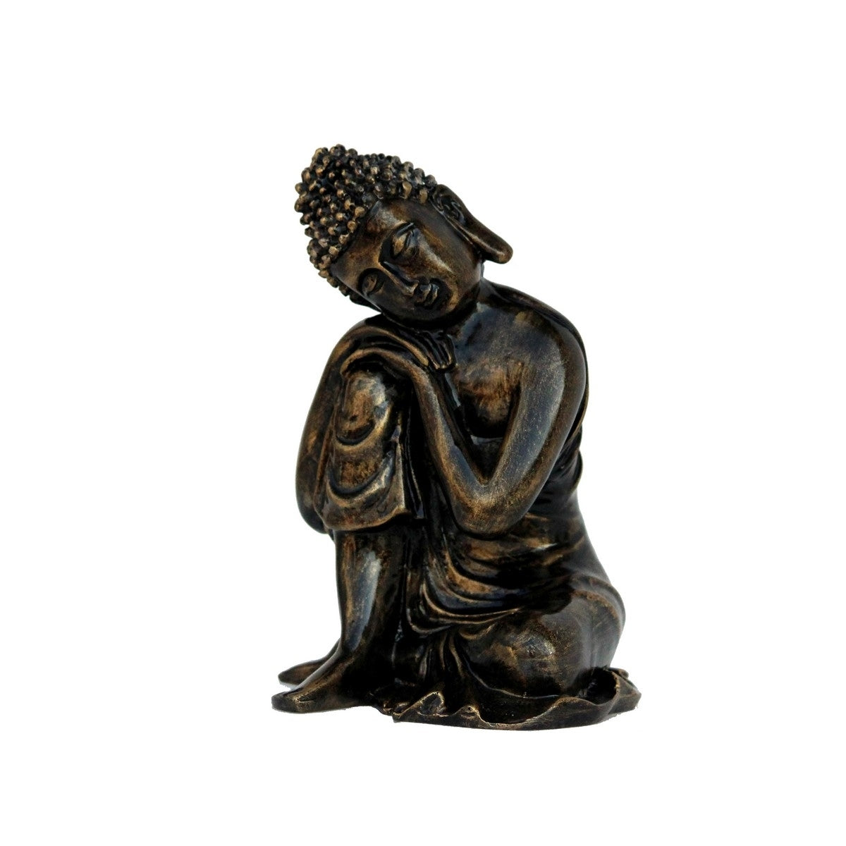 Polyresin Black Resting Buddha on Knee Statue Kafalo