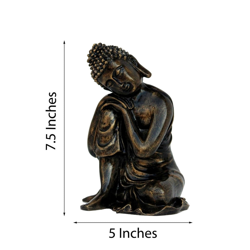 Polyresin Black Resting Buddha on Knee Statue Kafalo