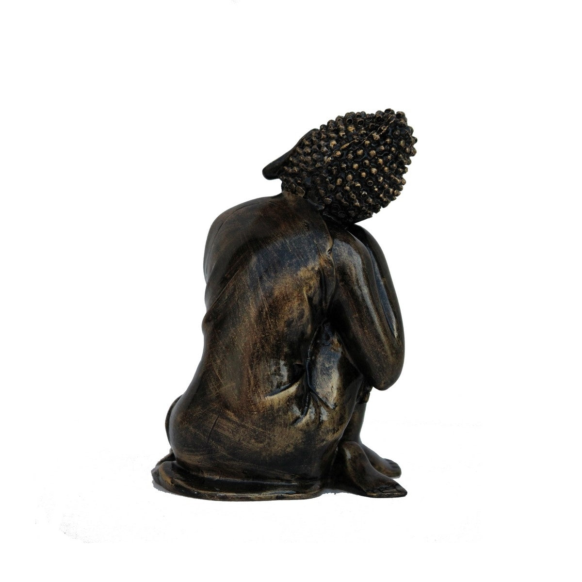 Polyresin Black Resting Buddha on Knee Statue Kafalo