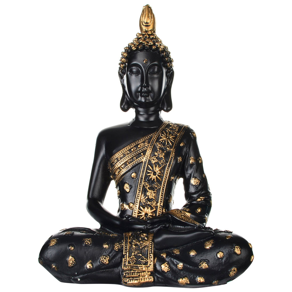 Handcrafted Meditating Blessing Buddha ( Black & Gold ) Kafalo