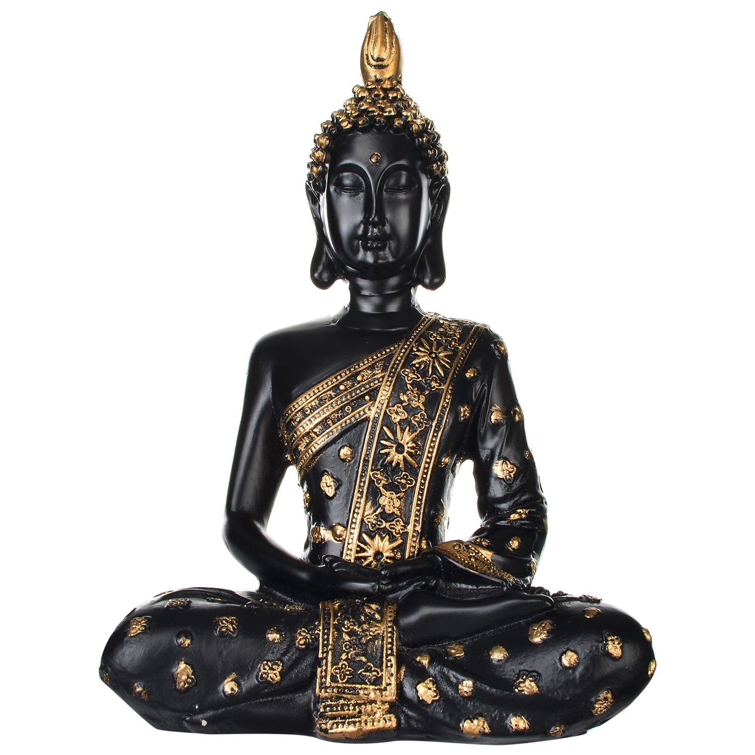 Handcrafted Meditating Blessing Buddha ( Black & Gold ) Kafalo
