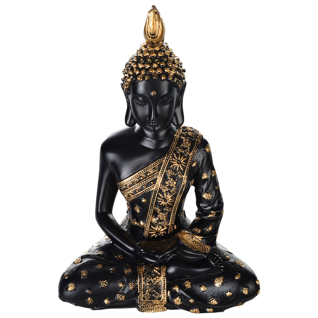 Handcrafted Meditating Blessing Buddha ( Black & Gold ) Kafalo