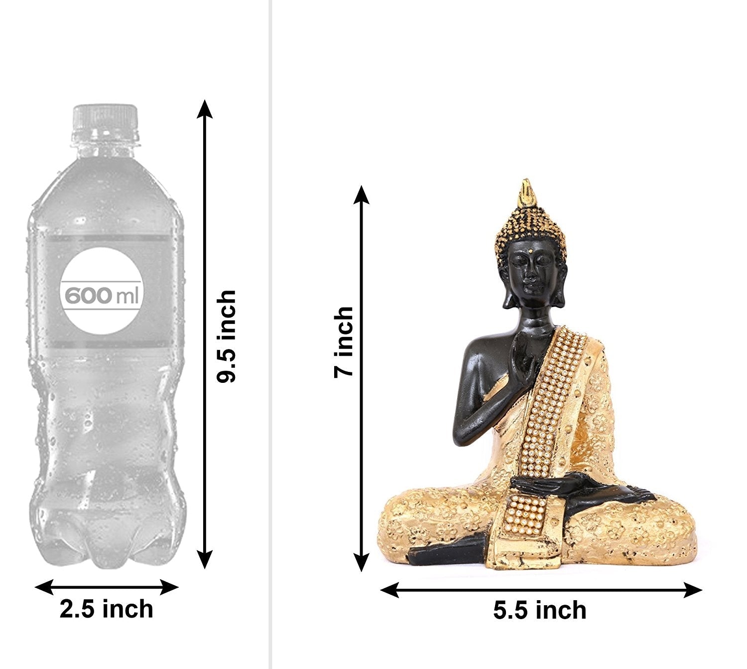 Handcrafted Decorative Meditating Buddha (Size - 17CmxGolden and BlackxPolyresin), 1 Lord Buddha Idol Kafalo