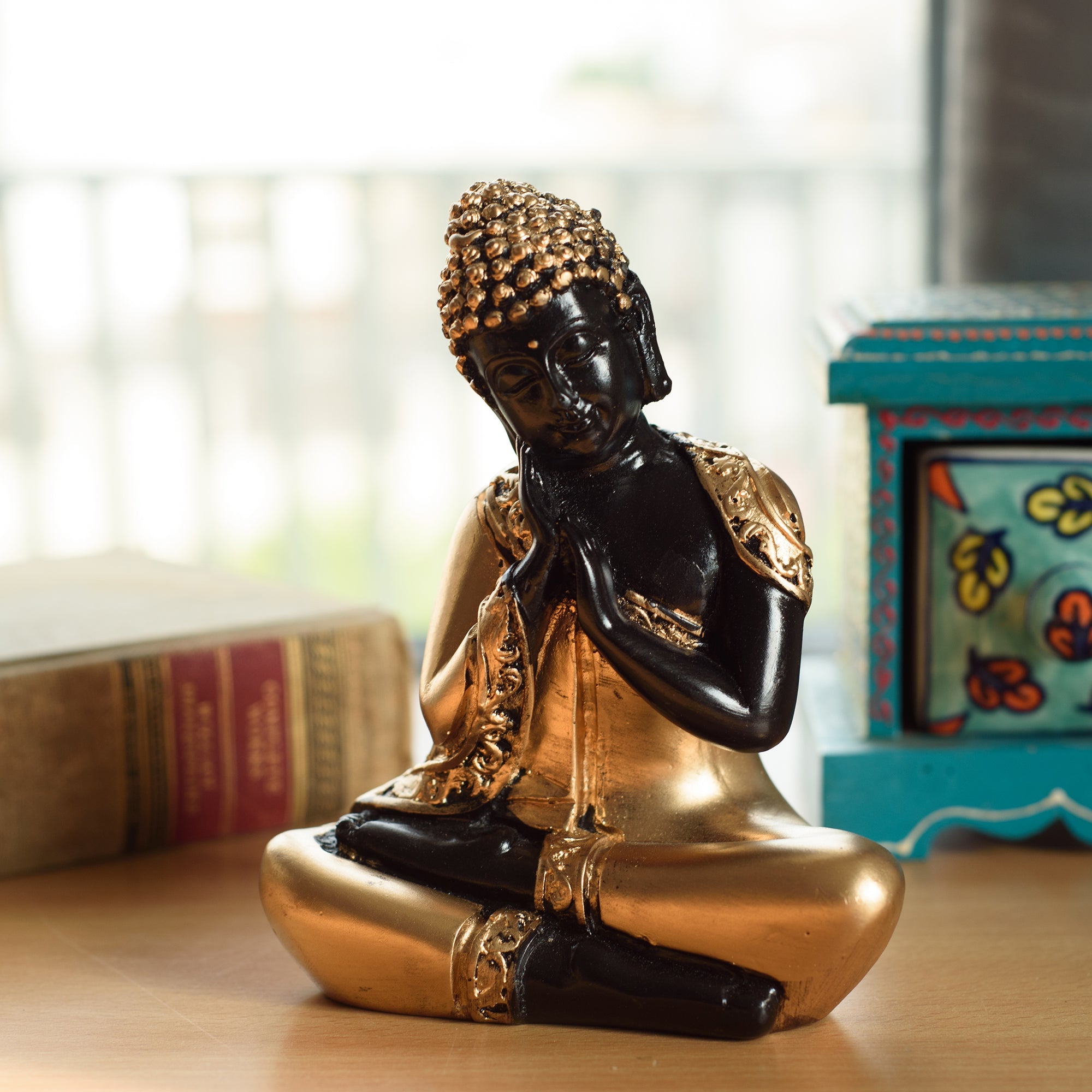 Brass Buddha Resting Premium Brass Golden Showpiece Kafalo