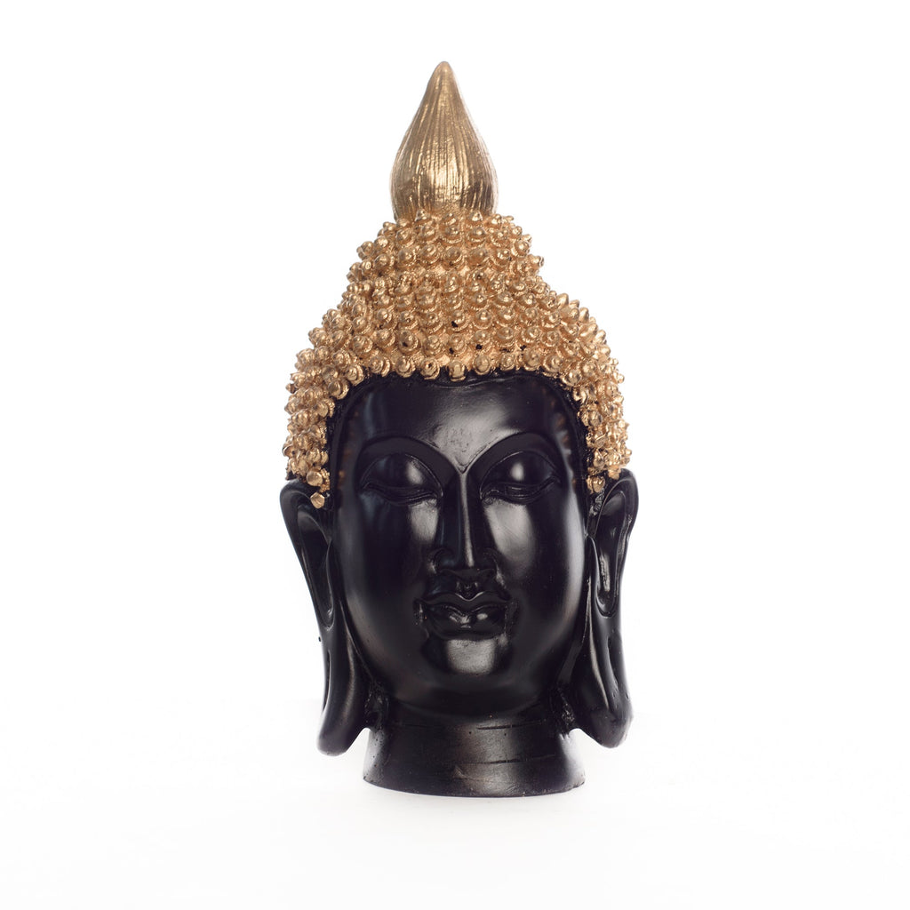 Polyresin Golden and Black Meditating Buddha Head Statue Kafalo