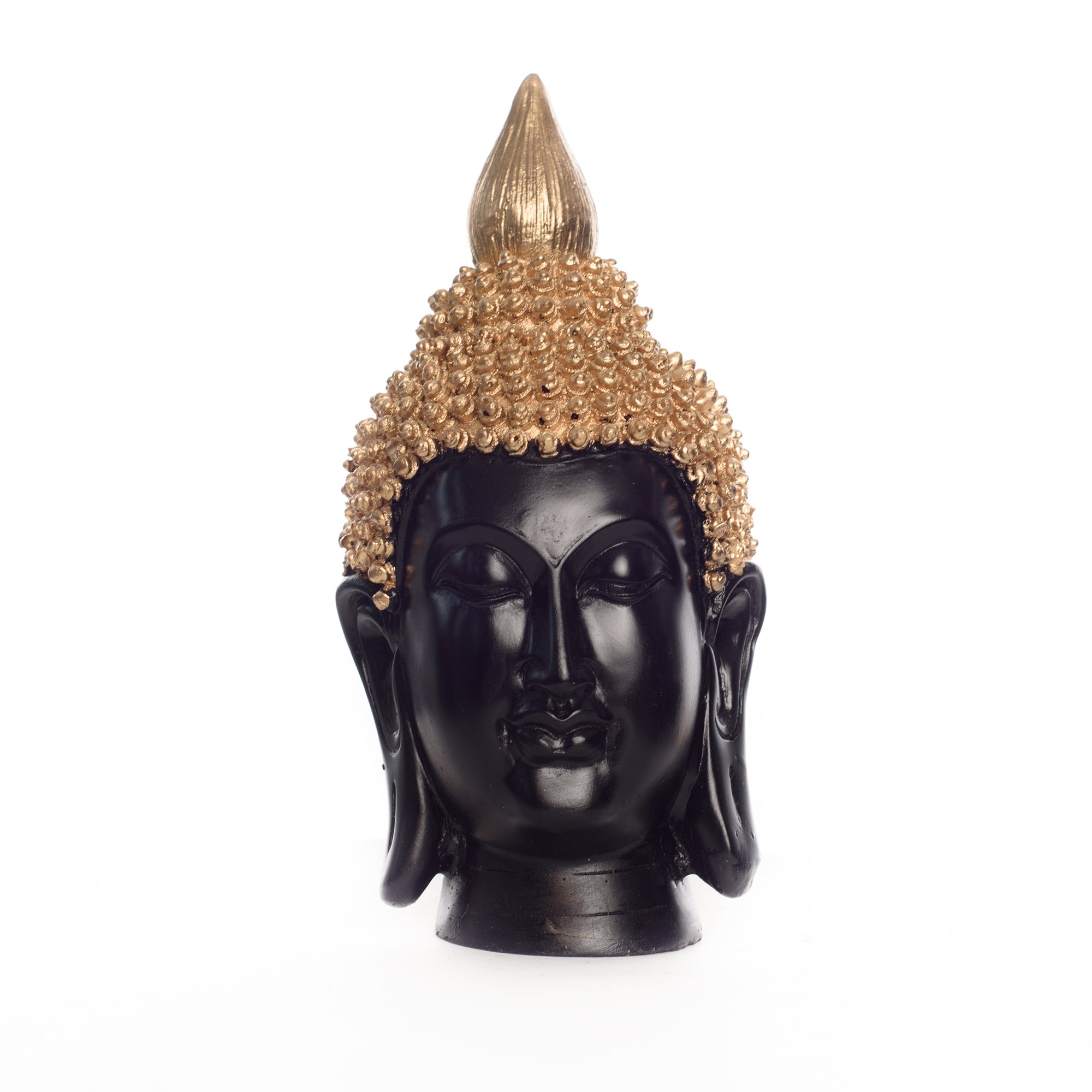 Polyresin Golden and Black Meditating Buddha Head Statue Kafalo