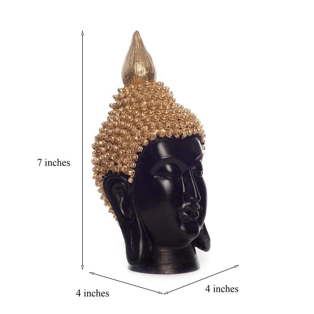Polyresin Golden and Black Meditating Buddha Head Statue Kafalo