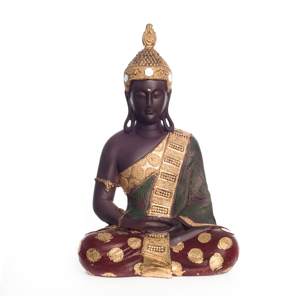 Polyresin Brown and Gold Handcrafted Meditating Buddha Statue Kafalo