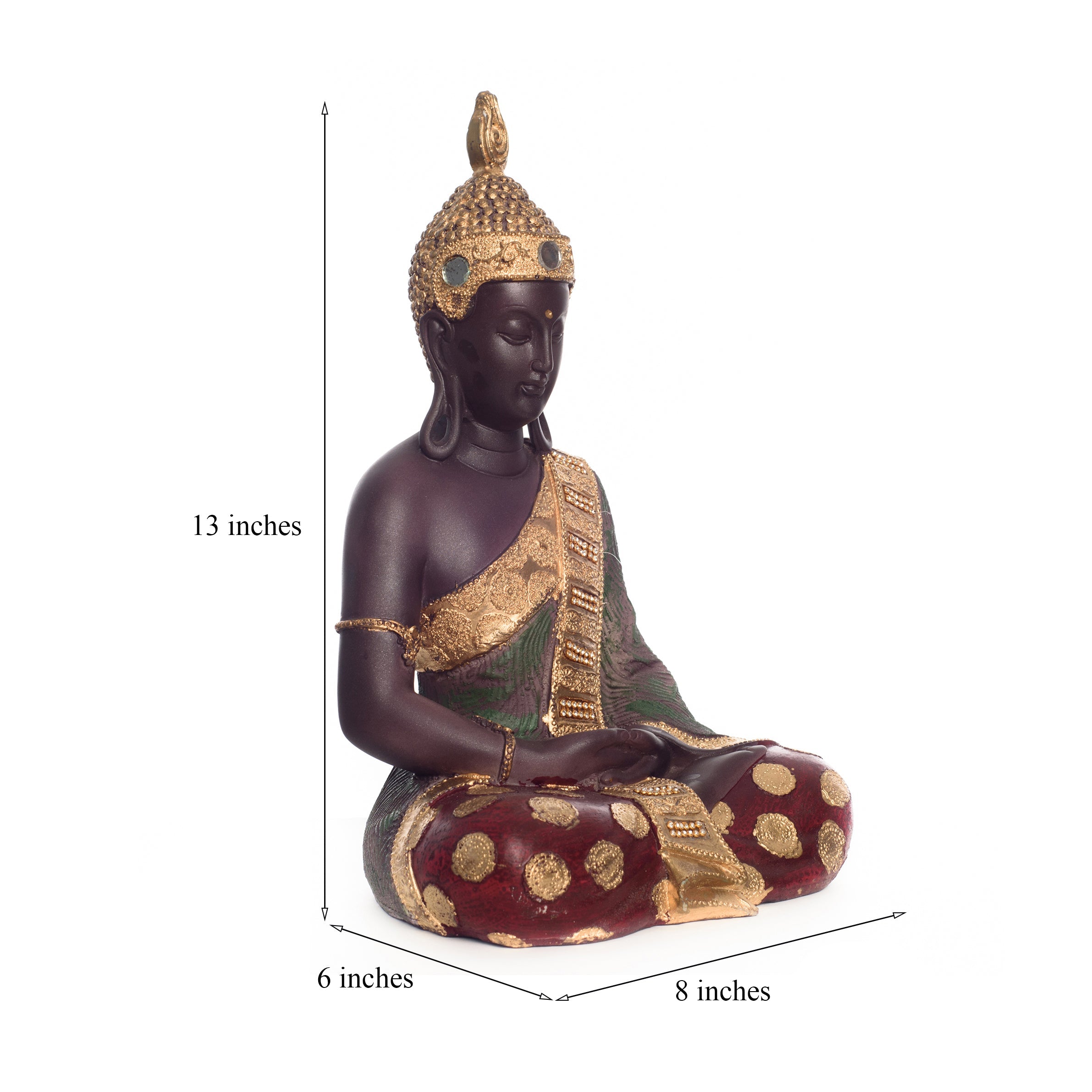 Polyresin Brown and Gold Handcrafted Meditating Buddha Statue Kafalo