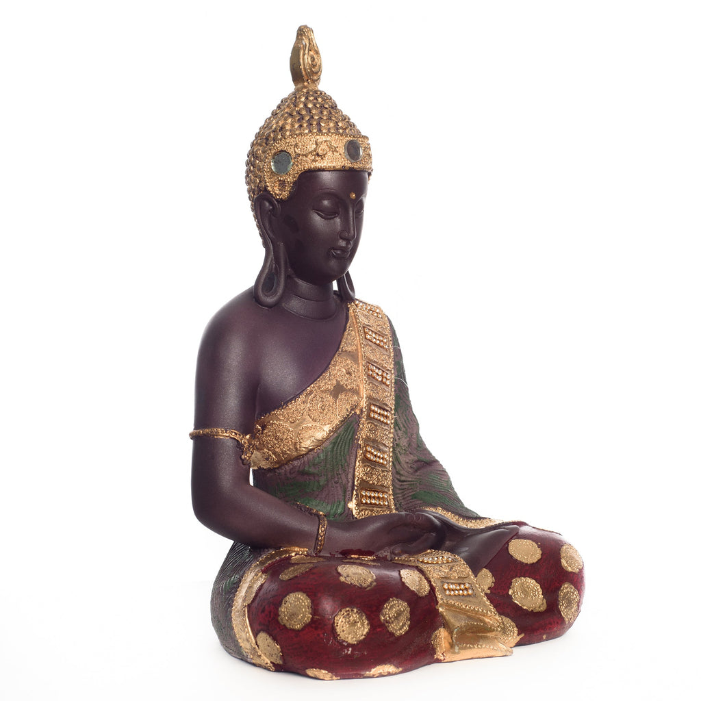 Polyresin Brown and Gold Handcrafted Meditating Buddha Statue Kafalo