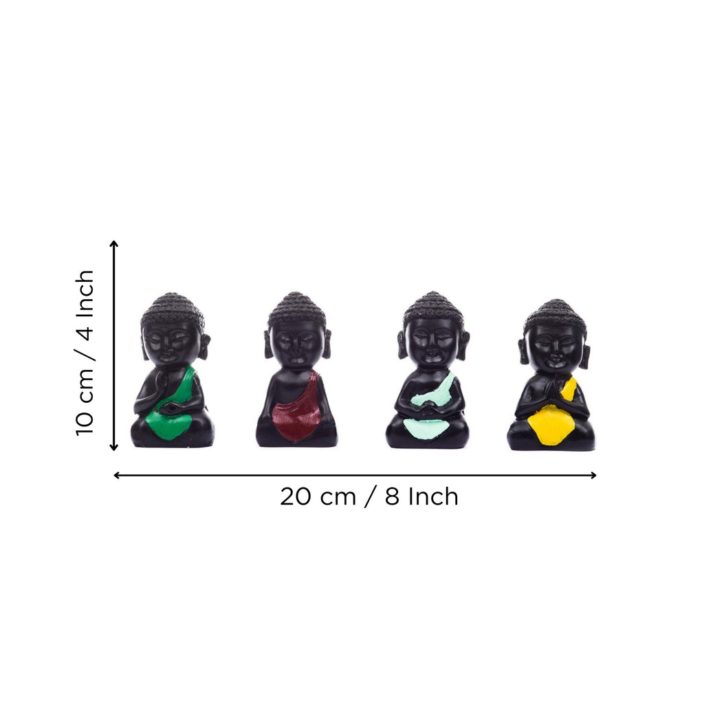 Handcrafted Set Of 4 Meditating Buddha Idols For Home Decor Kafalo