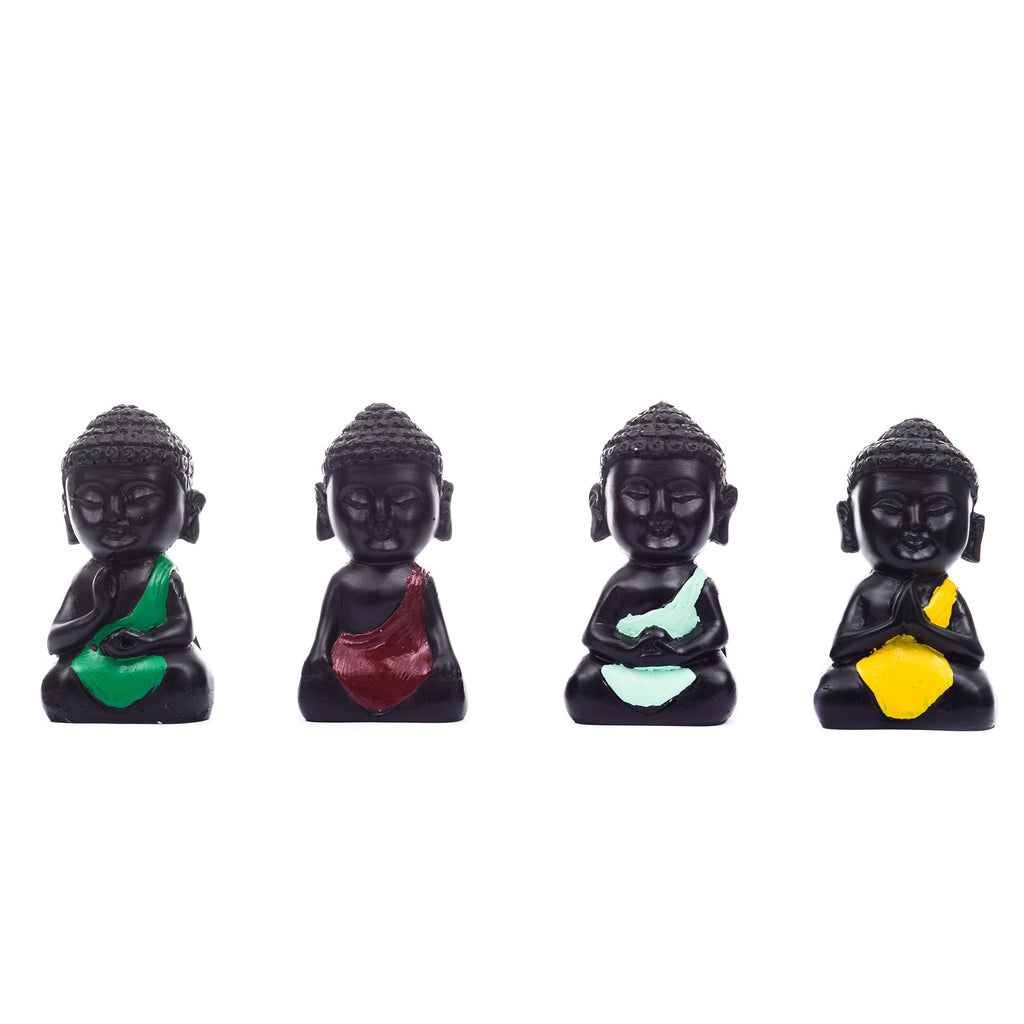 Handcrafted Set Of 4 Meditating Buddha Idols For Home Decor Kafalo