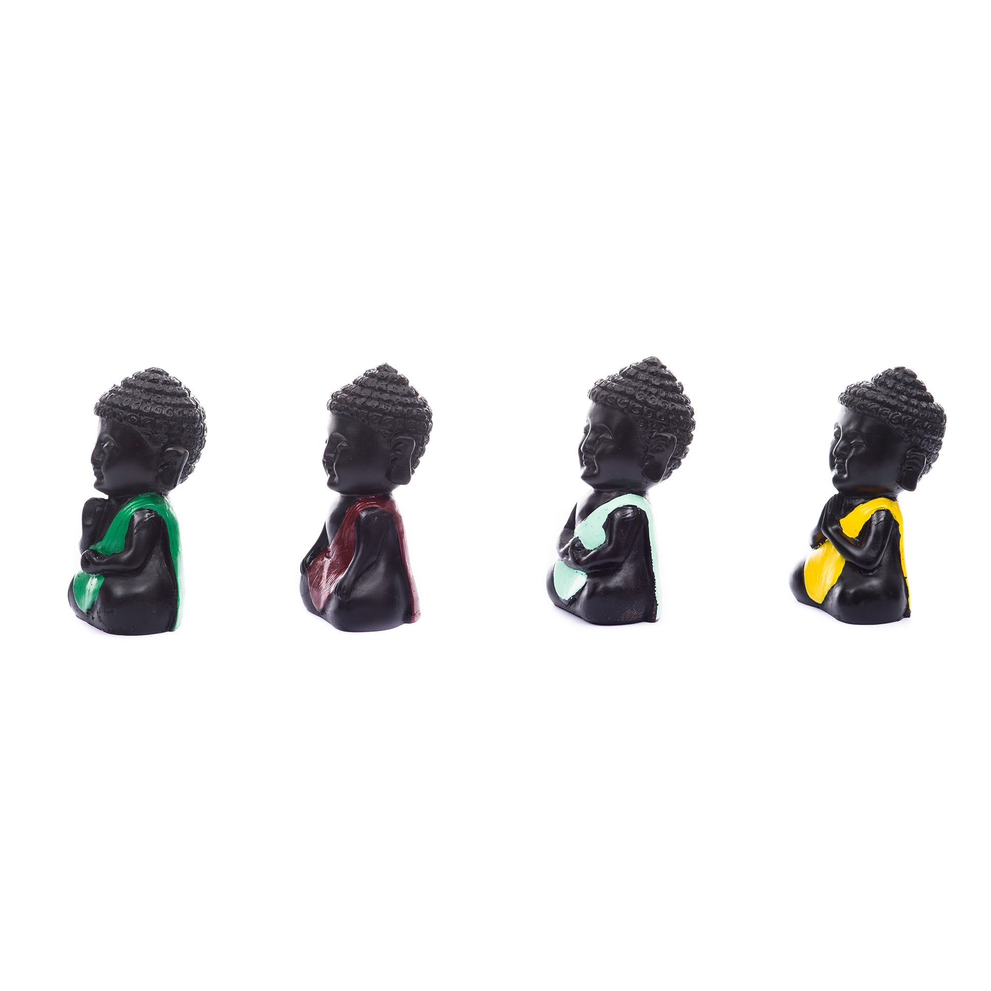 Handcrafted Set Of 4 Meditating Buddha Idols For Home Decor Kafalo
