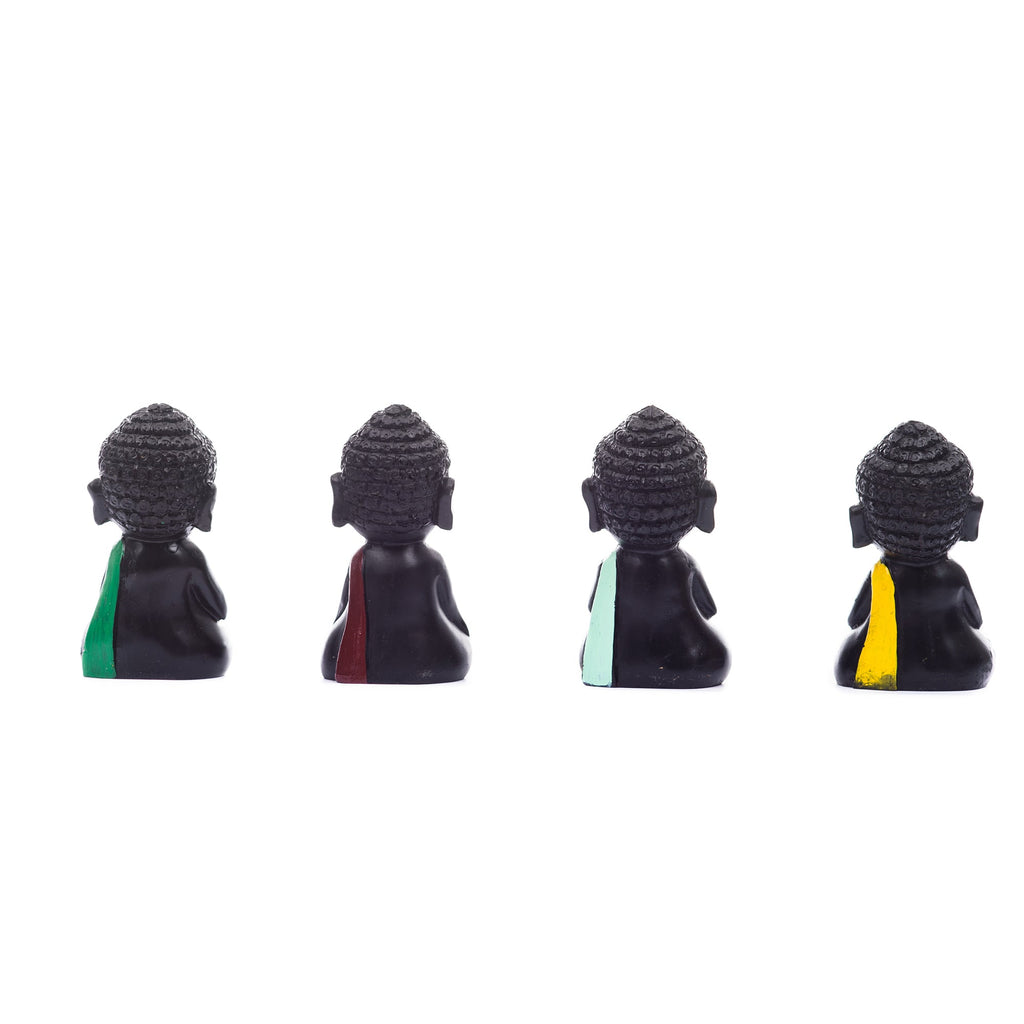 Handcrafted Set Of 4 Meditating Buddha Idols For Home Decor Kafalo