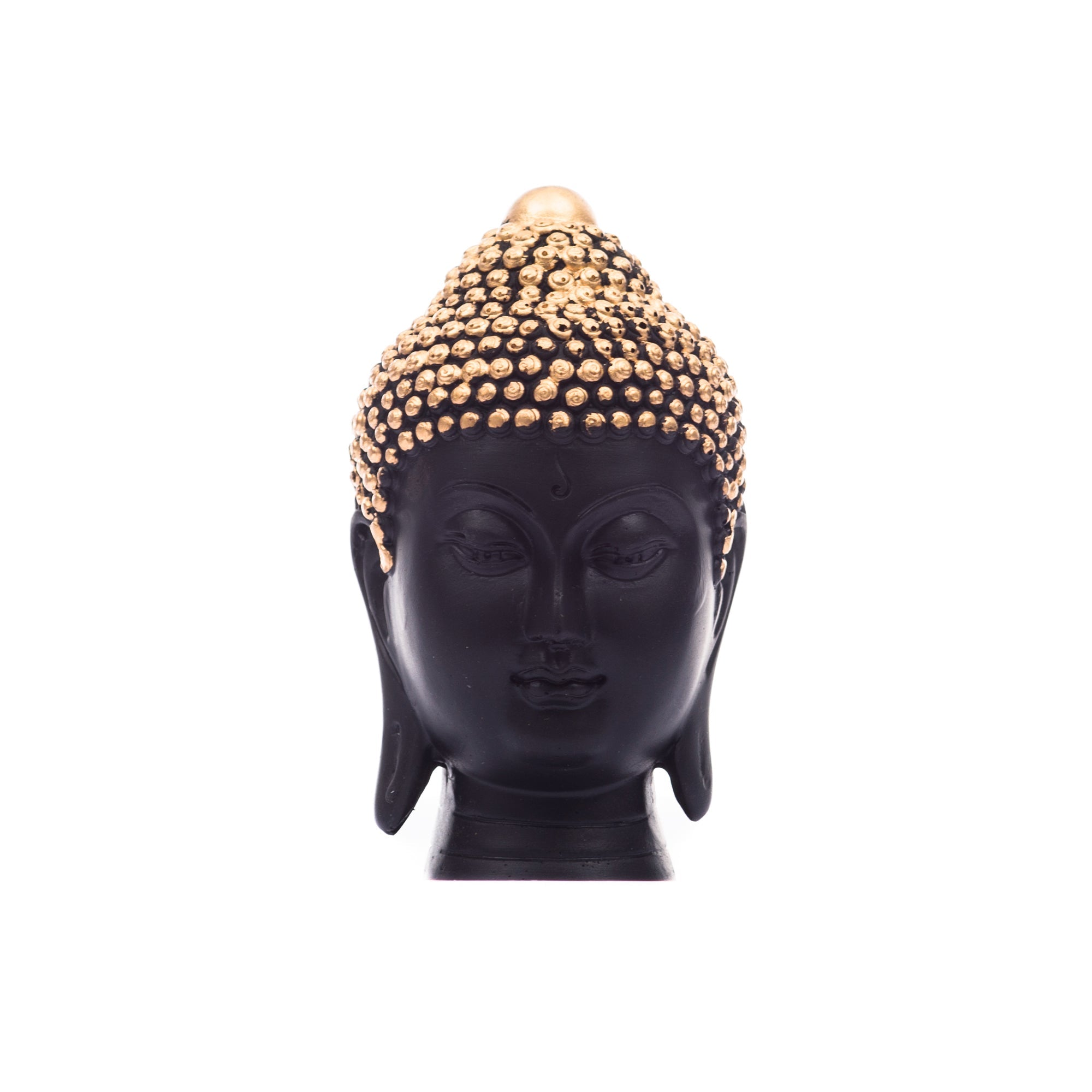 Polyresin Handcrafted Black And Golden Meditating Buddha Face Statue Kafalo