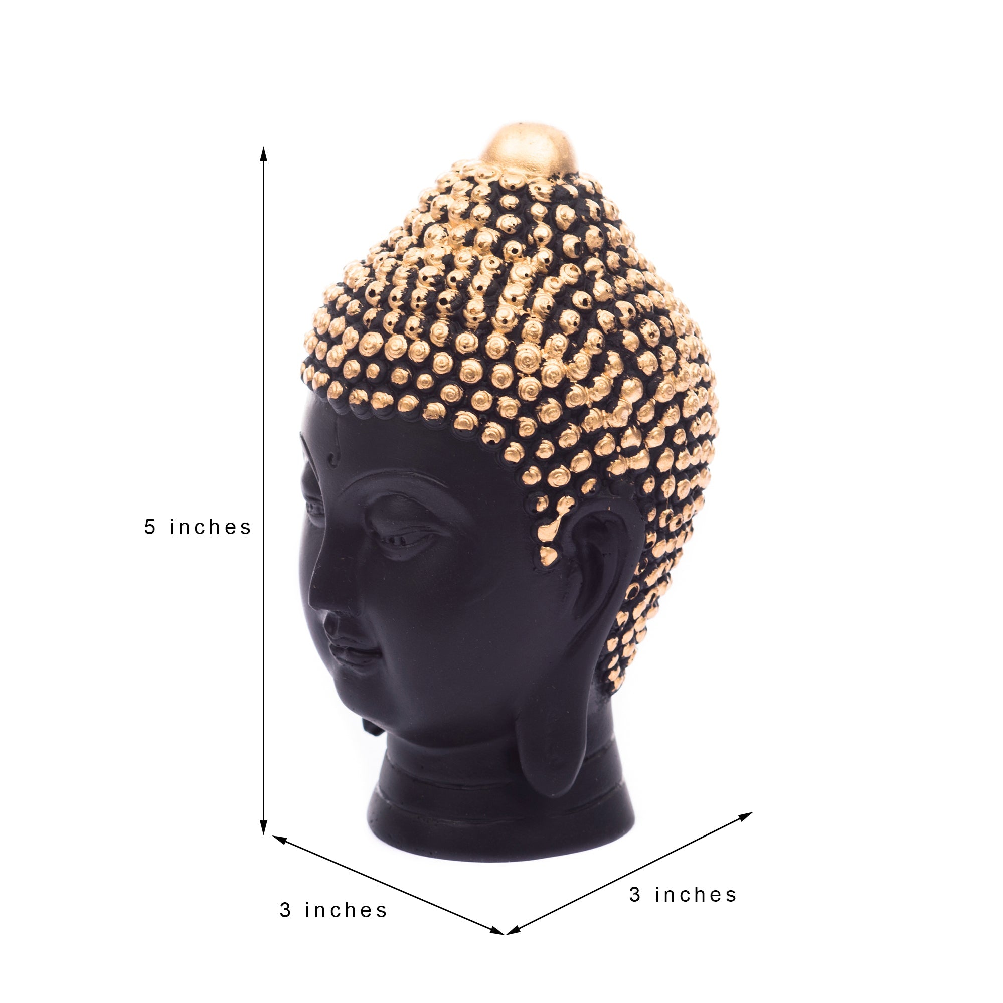 Polyresin Handcrafted Black And Golden Meditating Buddha Face Statue Kafalo