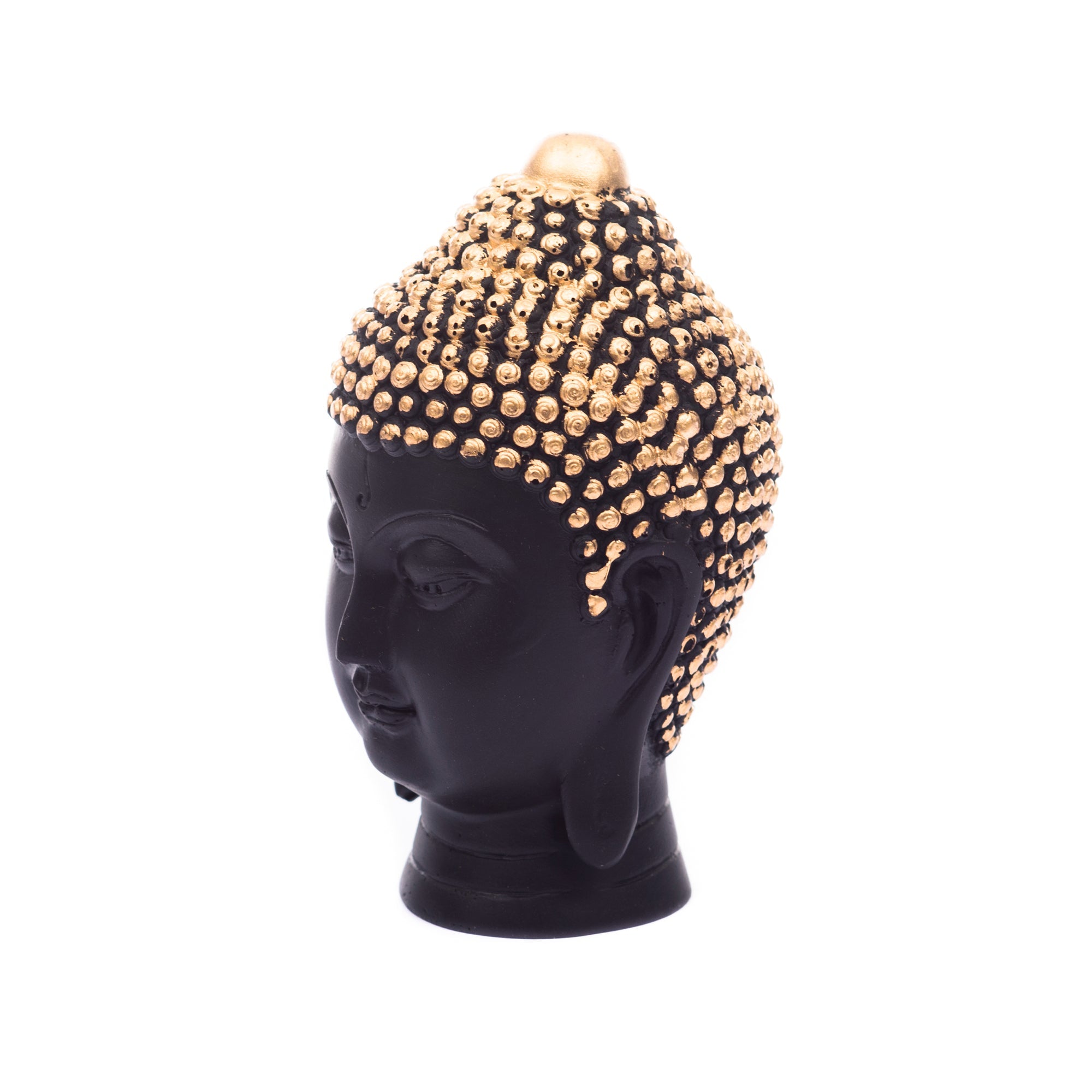 Polyresin Handcrafted Black And Golden Meditating Buddha Face Statue Kafalo