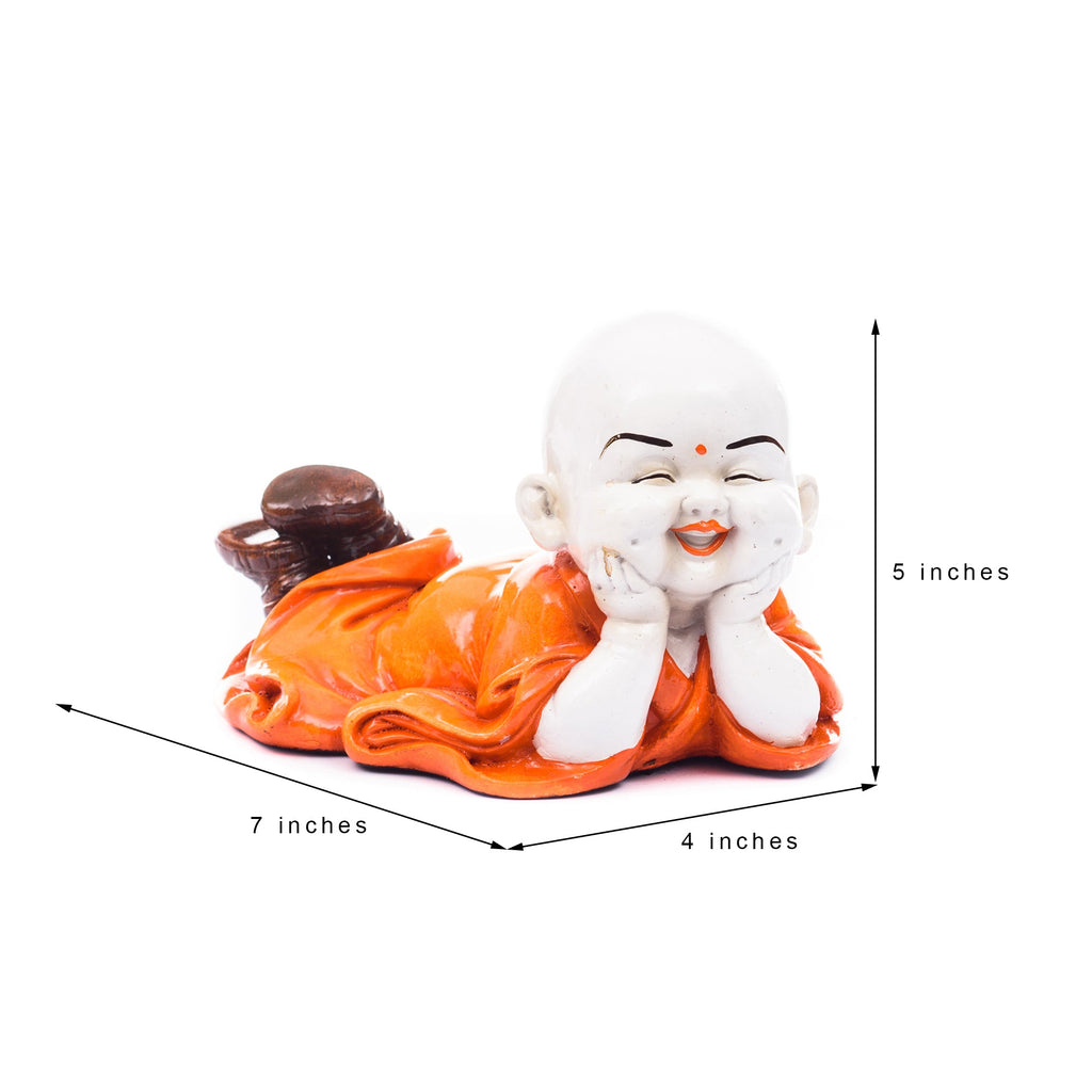 Polyresin Resting Laughing Cute Baby Buddha Statue Kafalo