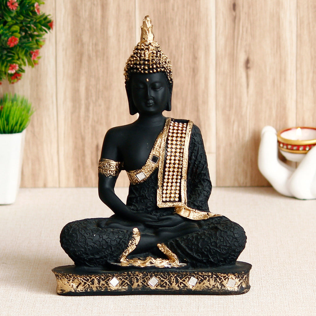 Green Meditating Buddha Decorative Showpiece - 24 cm Kafalo