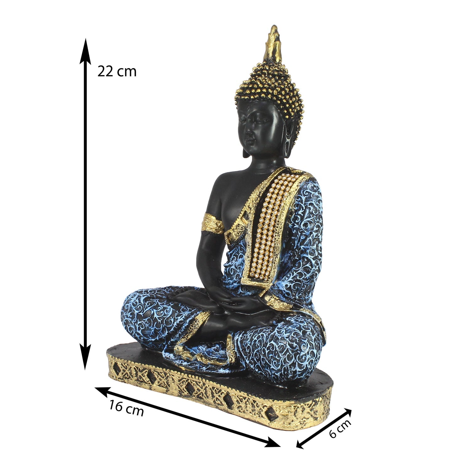 Blue Meditating Buddha Decorative Showpiece - 24 cm Kafalo