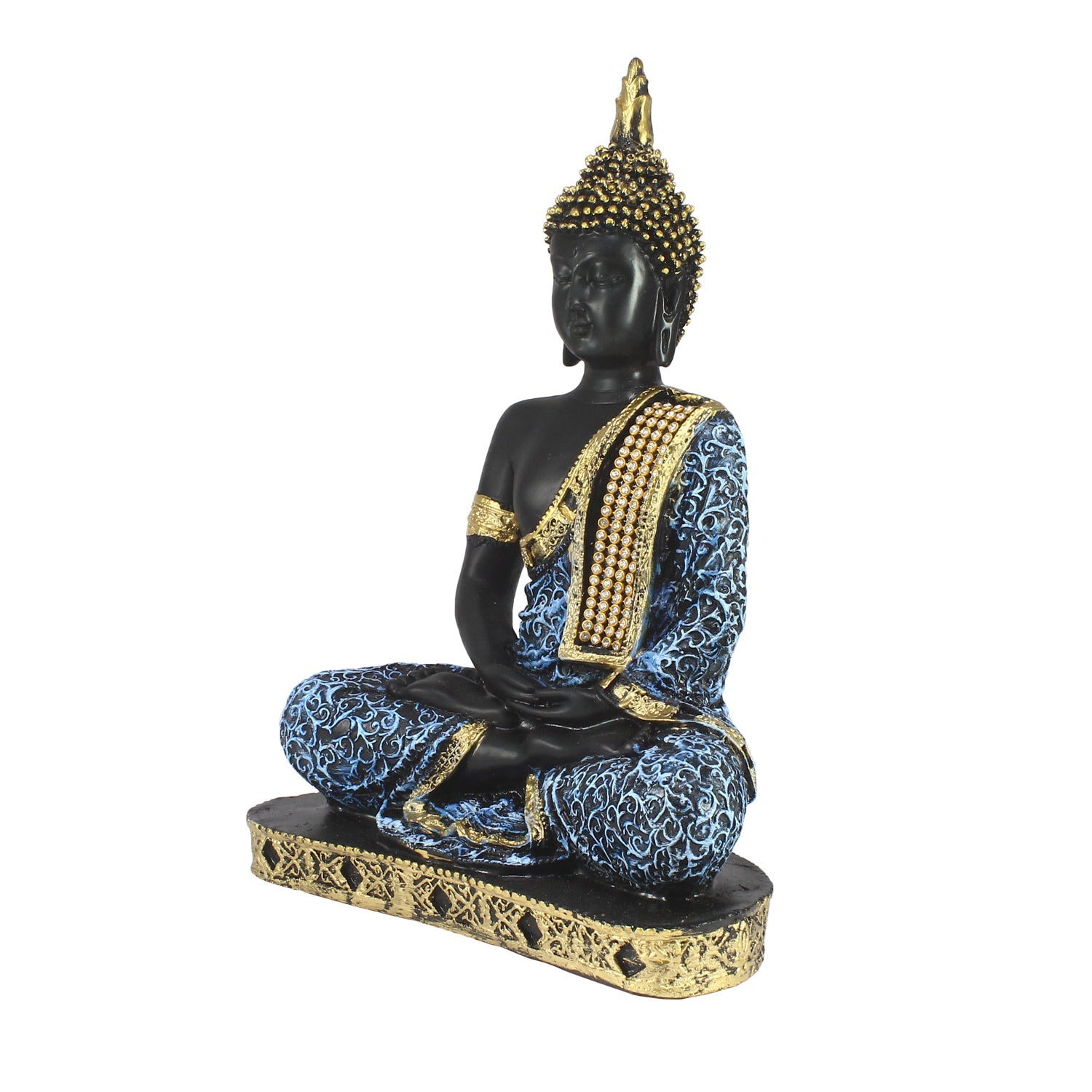 Blue Meditating Buddha Decorative Showpiece - 24 cm Kafalo