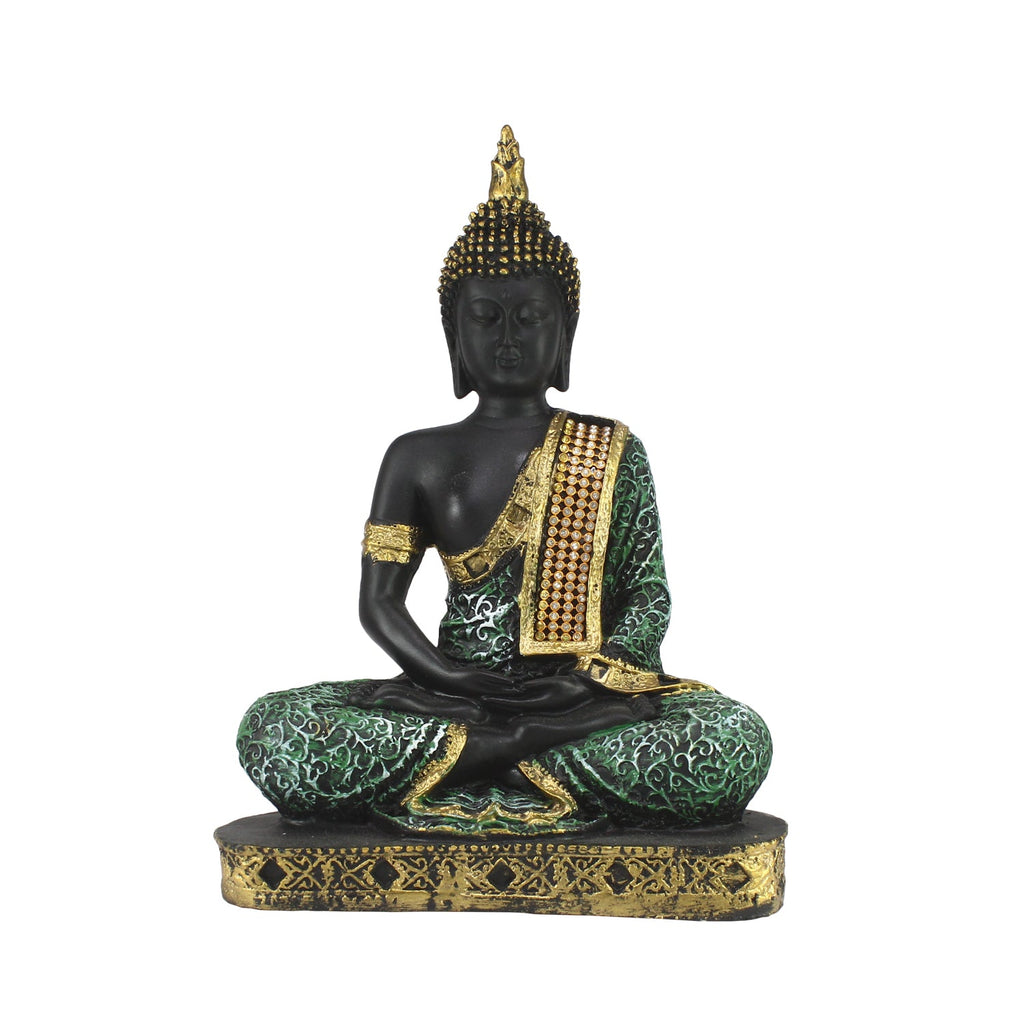 Green Meditating Buddha Decorative Showpiece - 24 cm Kafalo