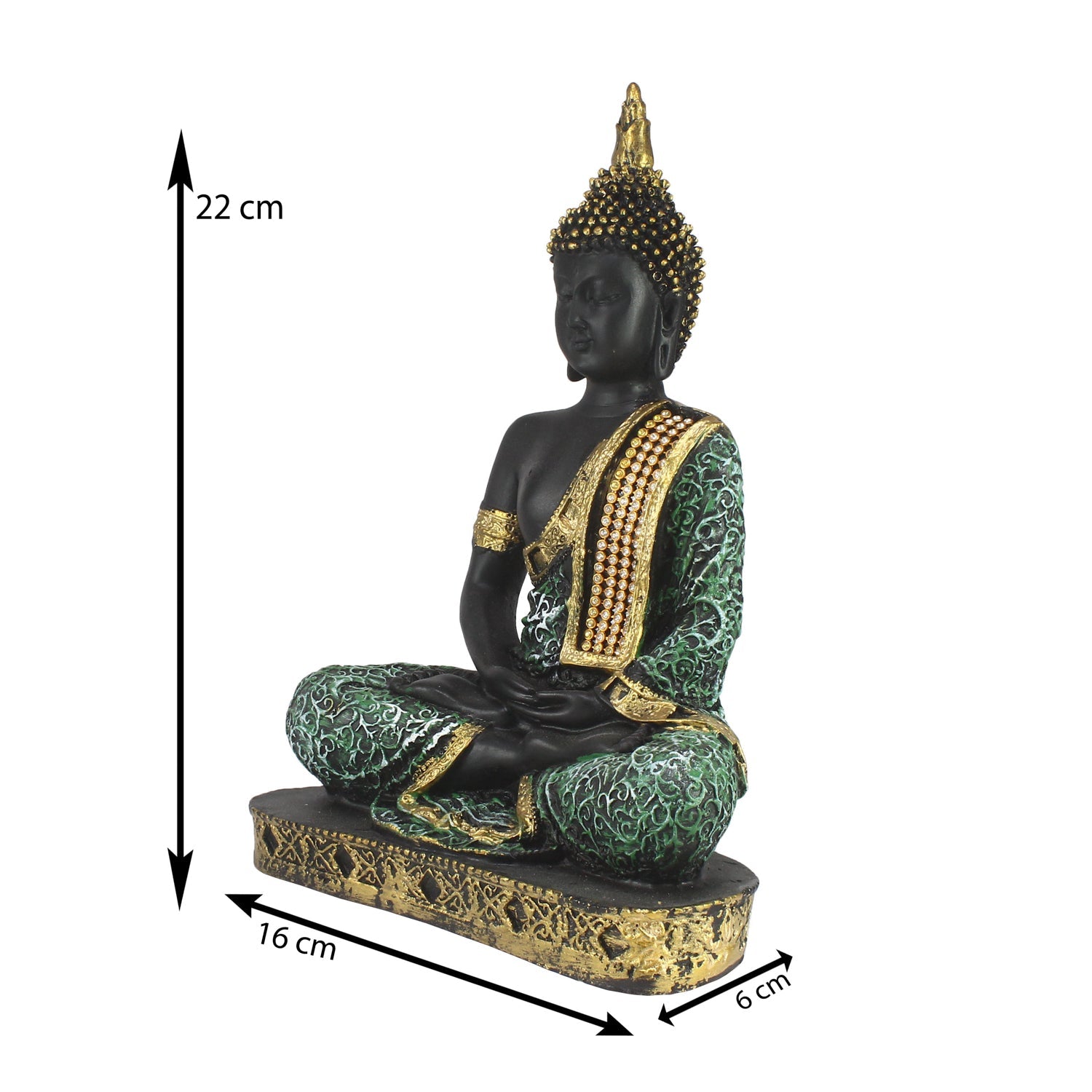 Green Meditating Buddha Decorative Showpiece - 24 cm Kafalo
