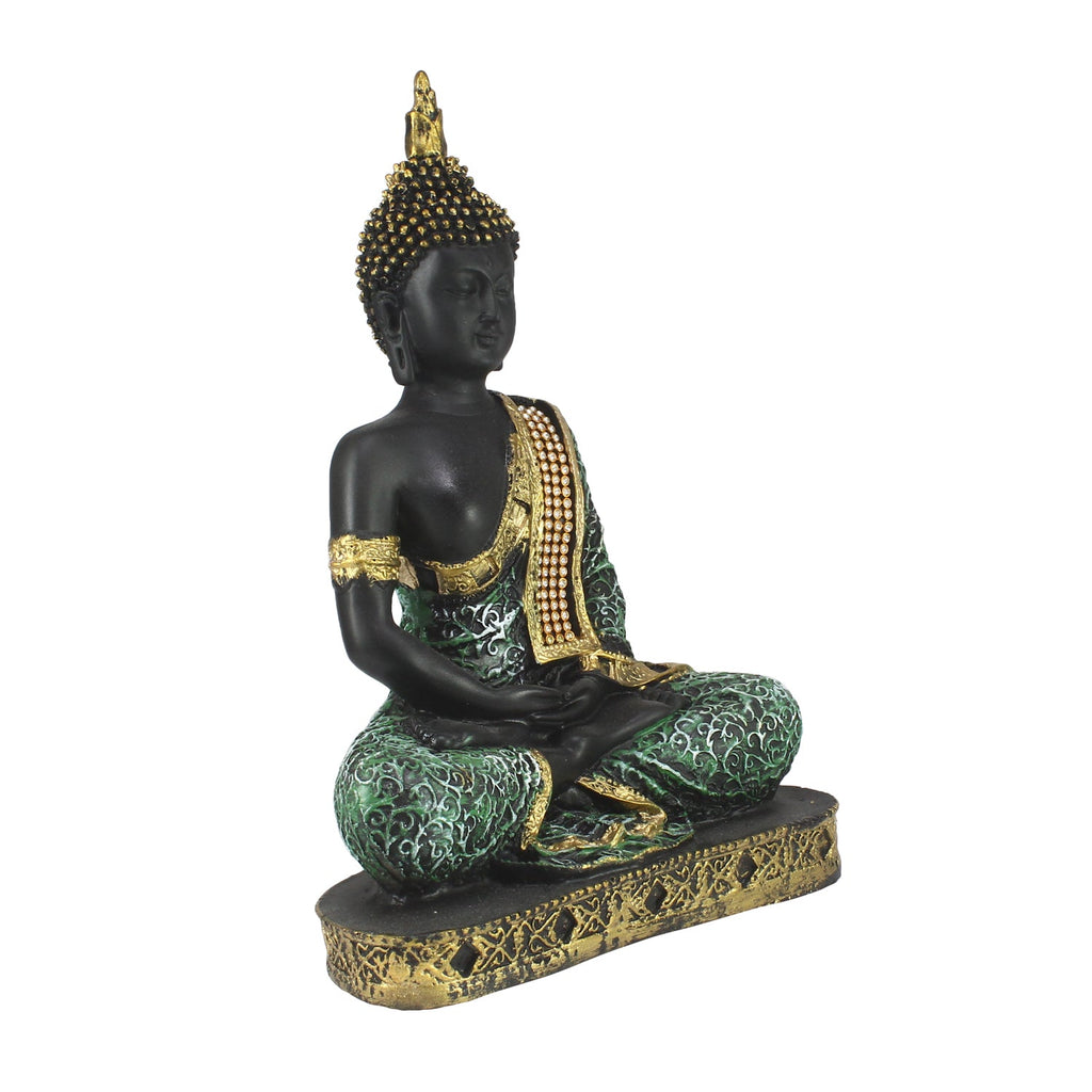 Green Meditating Buddha Decorative Showpiece - 24 cm Kafalo