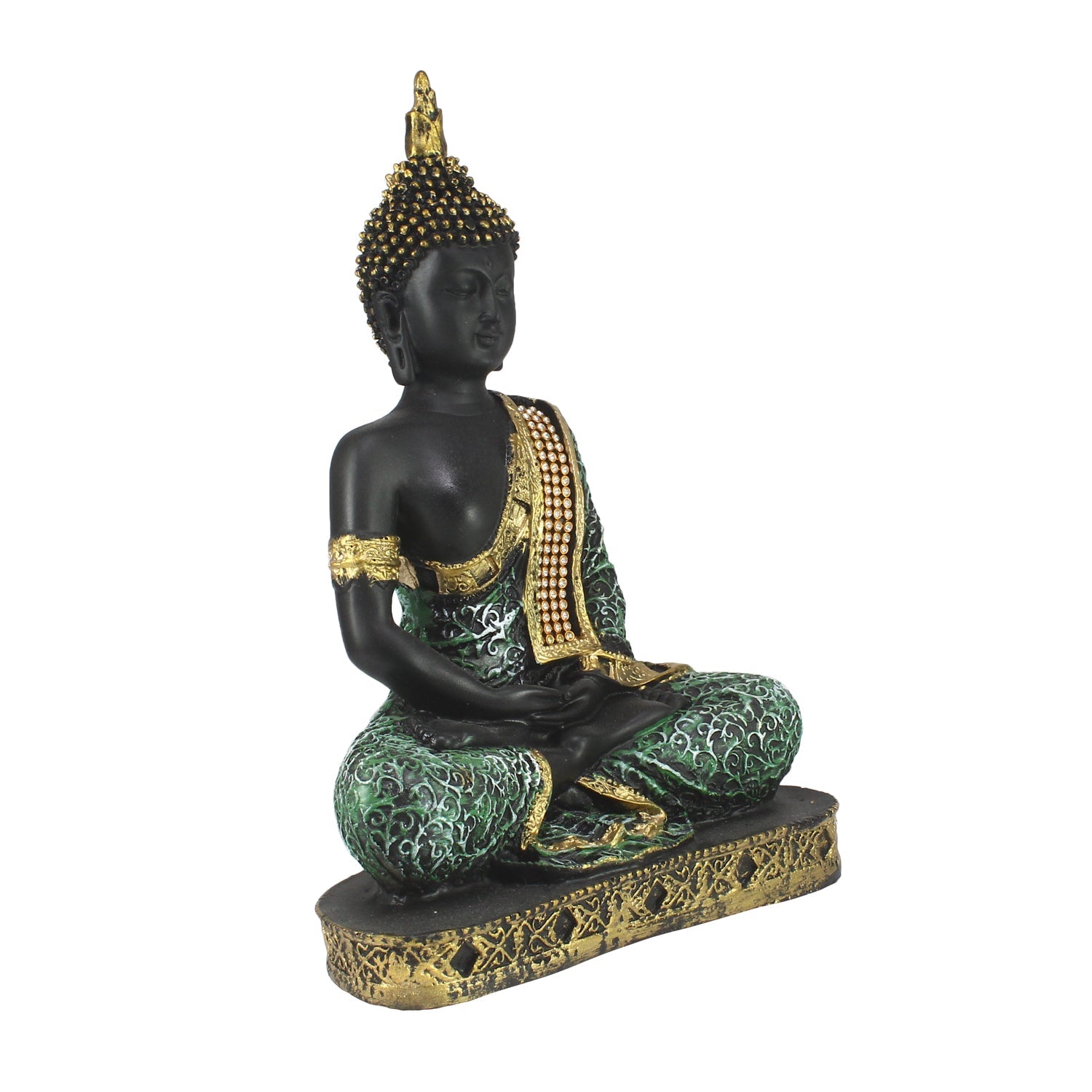 Green Meditating Buddha Decorative Showpiece - 24 cm Kafalo