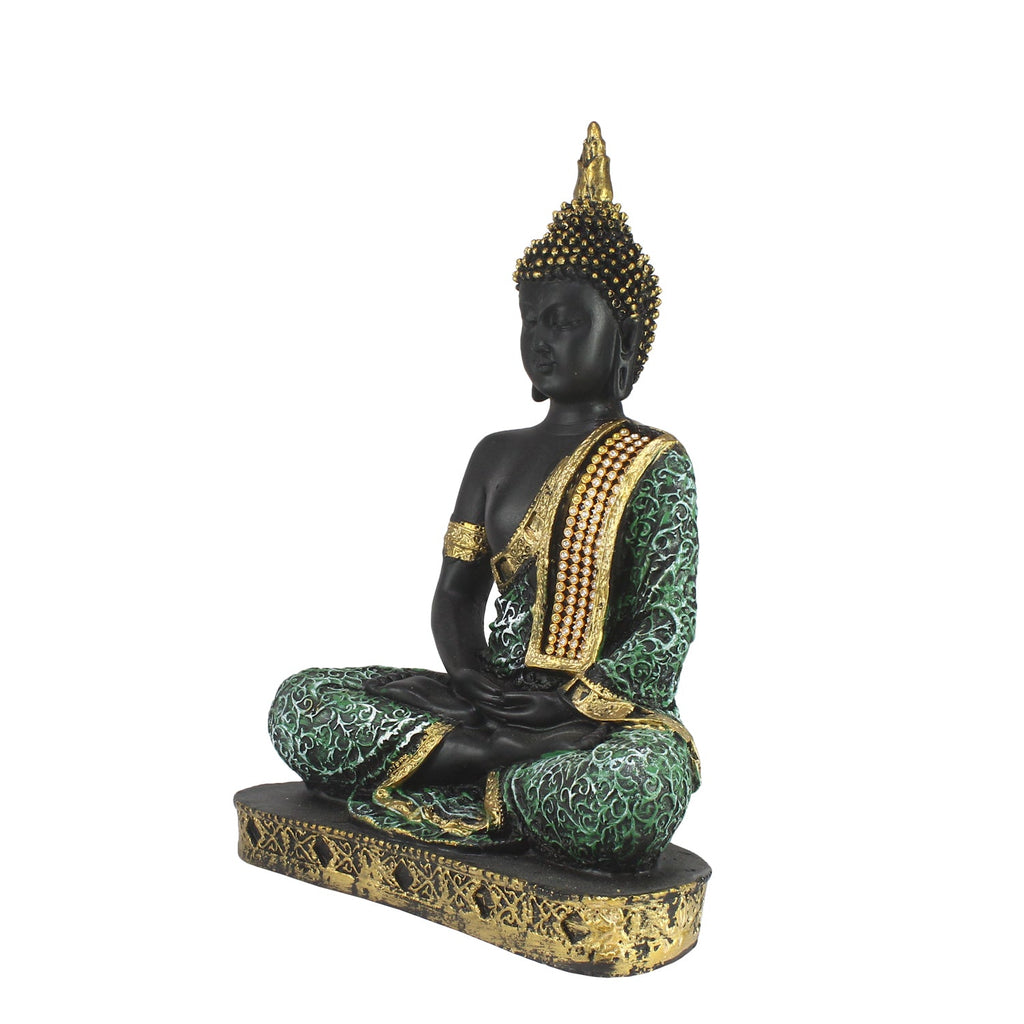 Green Meditating Buddha Decorative Showpiece - 24 cm Kafalo