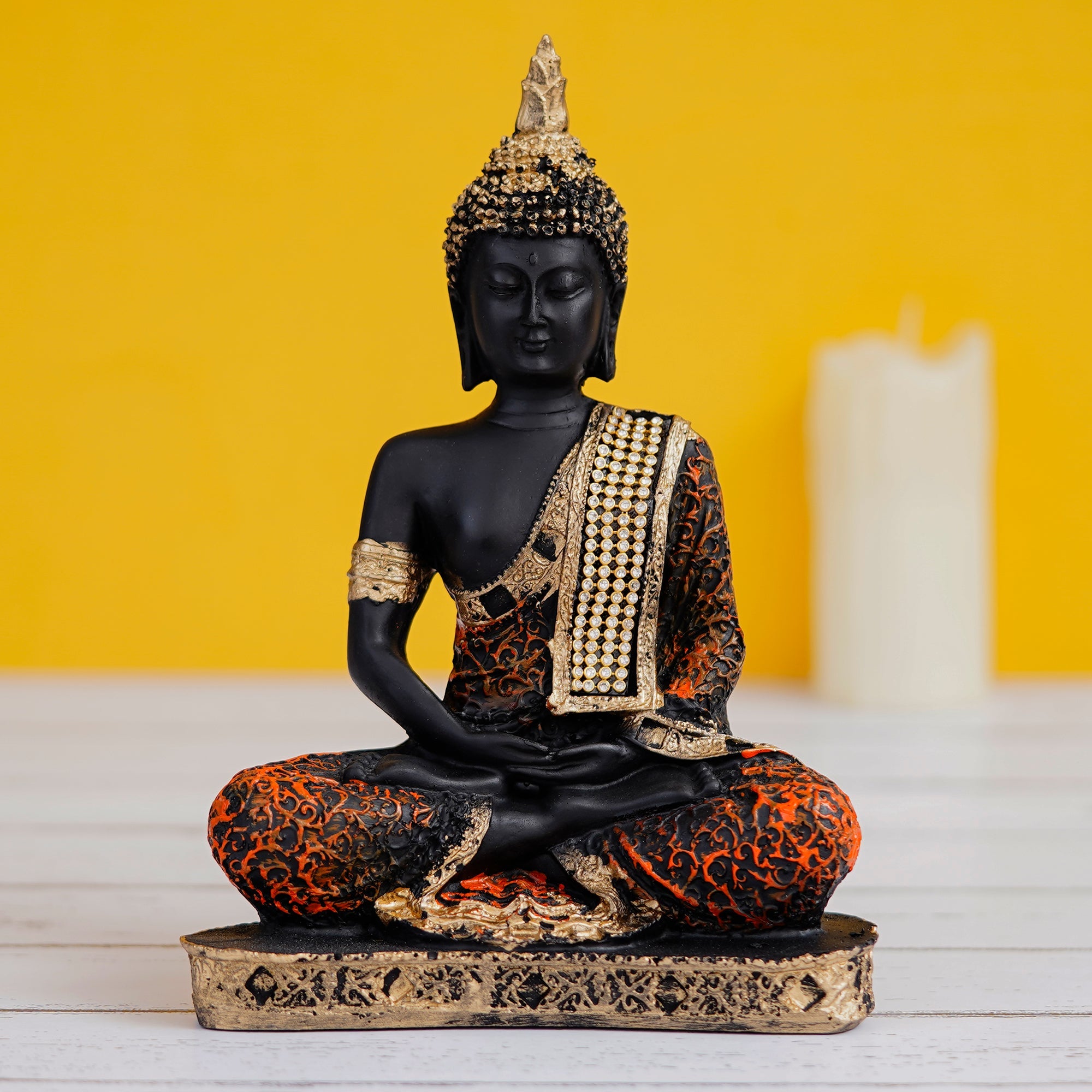 Green Meditating Buddha Decorative Showpiece - 24 cm Kafalo