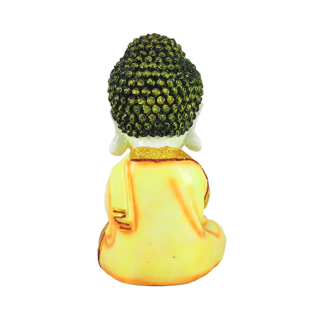 Polyresin Yellow and White Praying Monk Buddha Statue Kafalo
