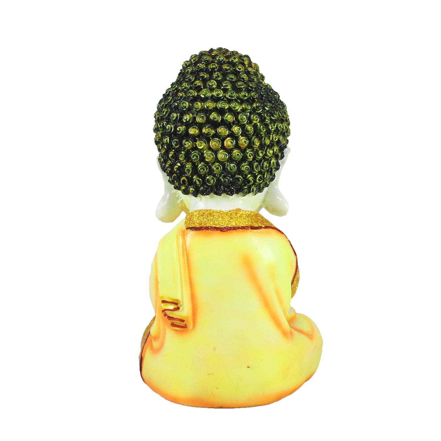 Polyresin Yellow and White Praying Monk Buddha Statue Kafalo