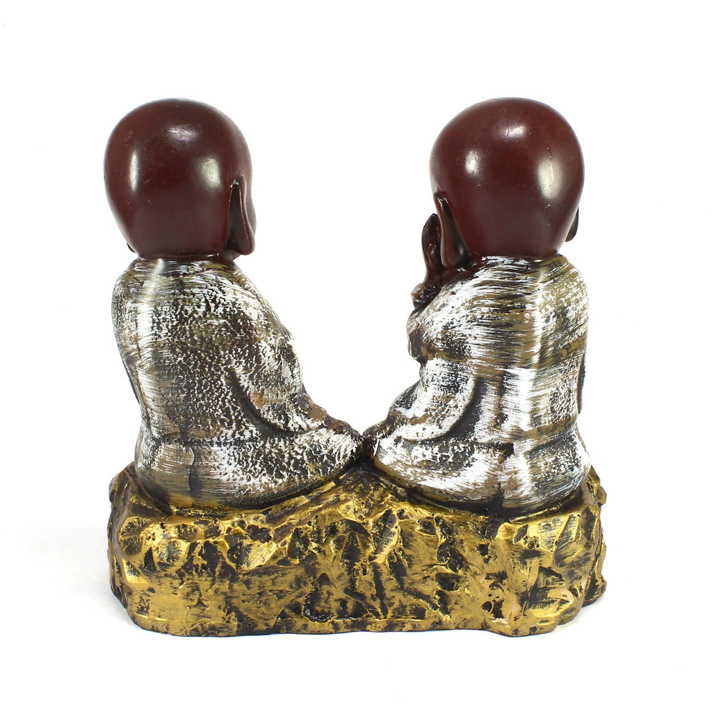 Set of 2 Brown Monks Polyresin Tealight Holder Kafalo